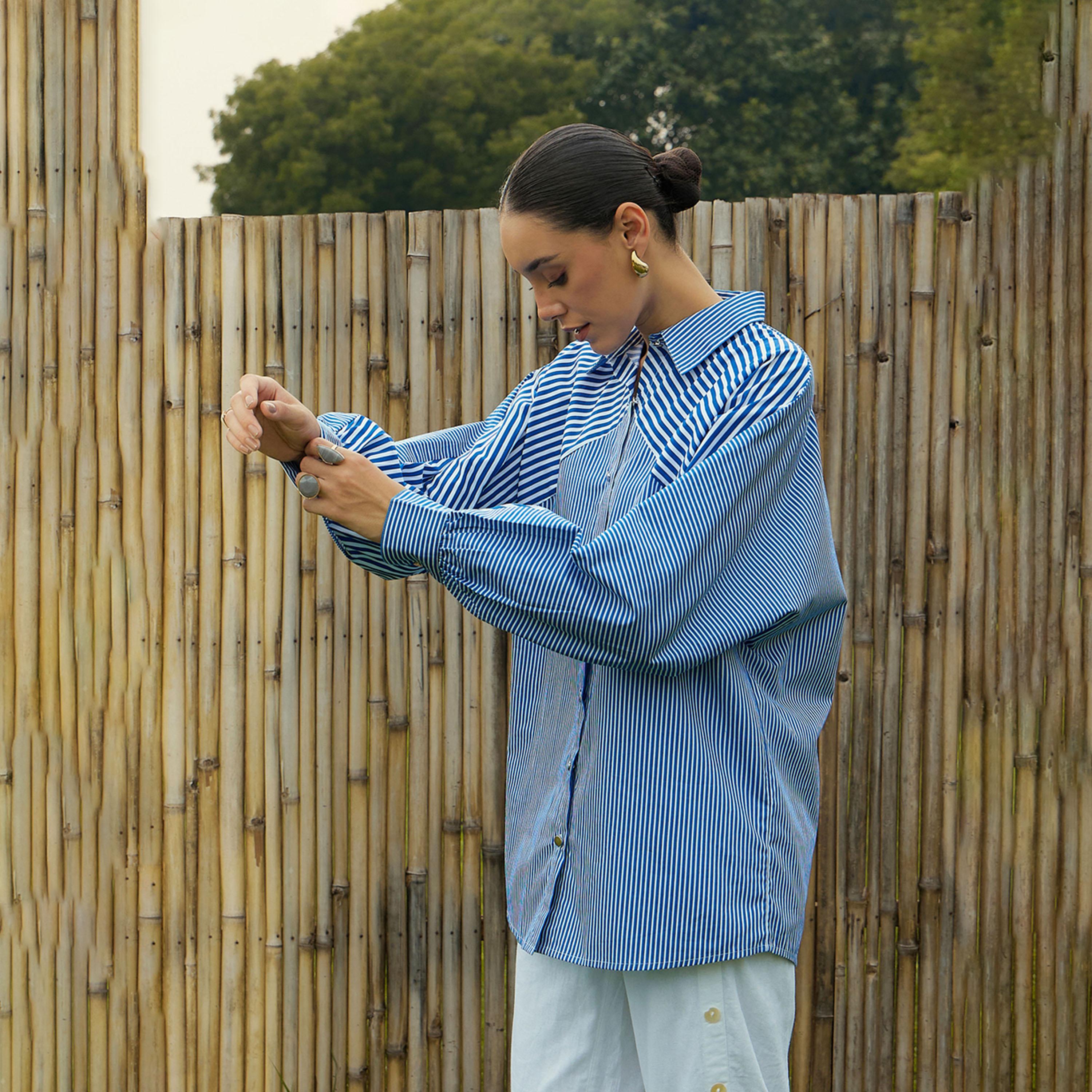 Sassafras X Styli  Oversized Striped Longline Shirt-women-clothing-shirtsandblouses-shirts-image-3