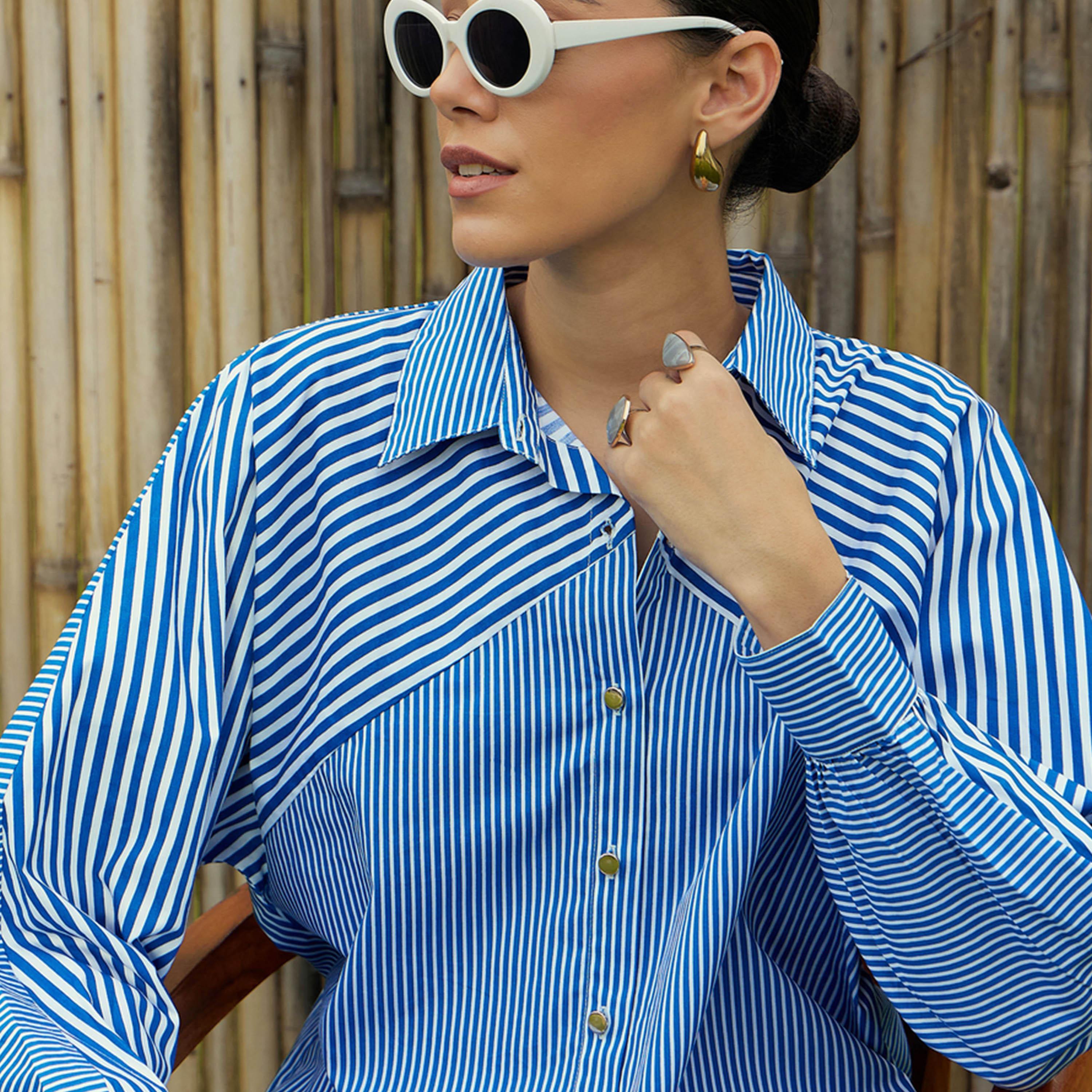Sassafras X Styli  Oversized Striped Longline Shirt-women-clothing-shirtsandblouses-shirts-image-4