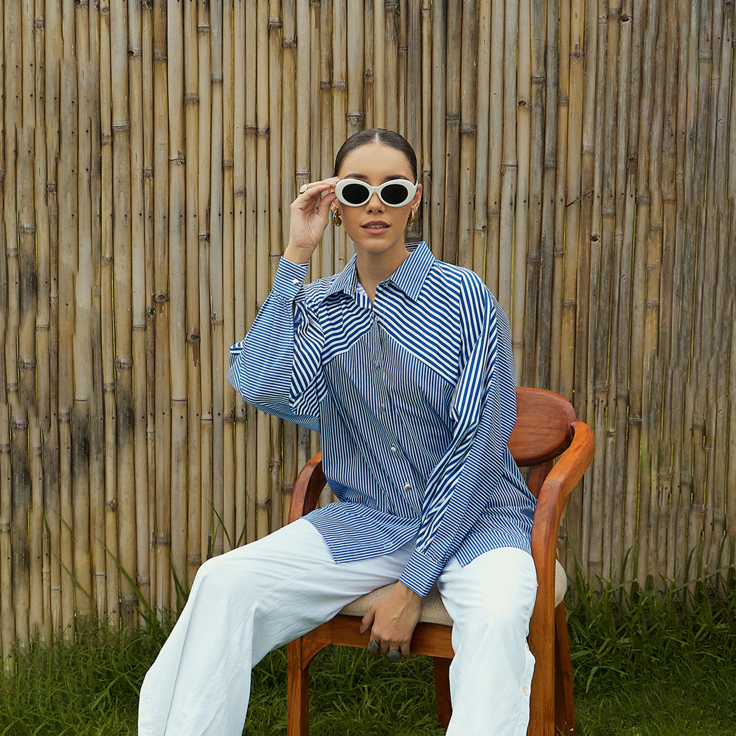 Sassafras X Styli  Oversized Striped Longline Shirt-women-clothing-shirtsandblouses-shirts-image-6