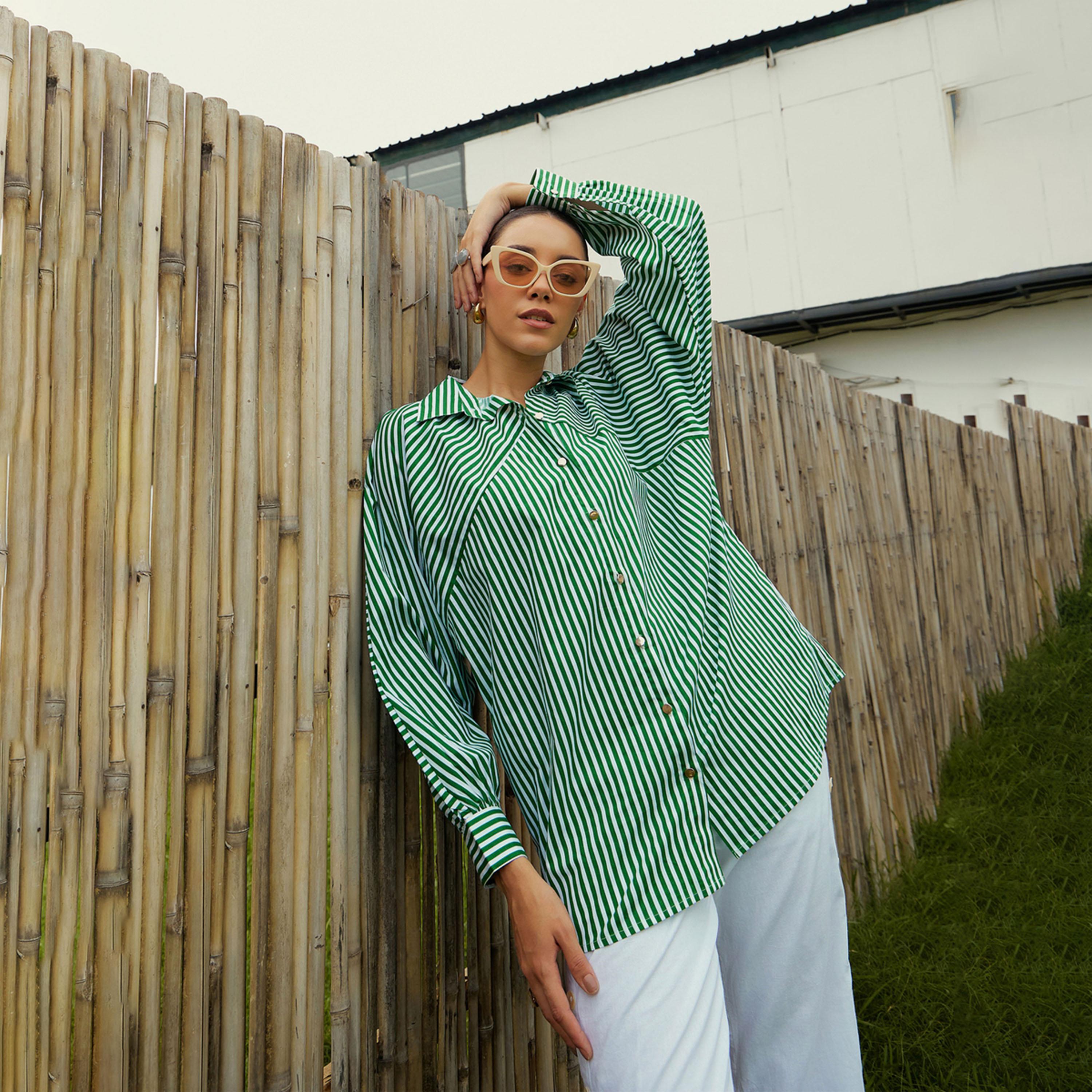 Sassafras X Styli  Oversized Striped Longline Shirt-women-clothing-shirtsandblouses-shirts-image-1