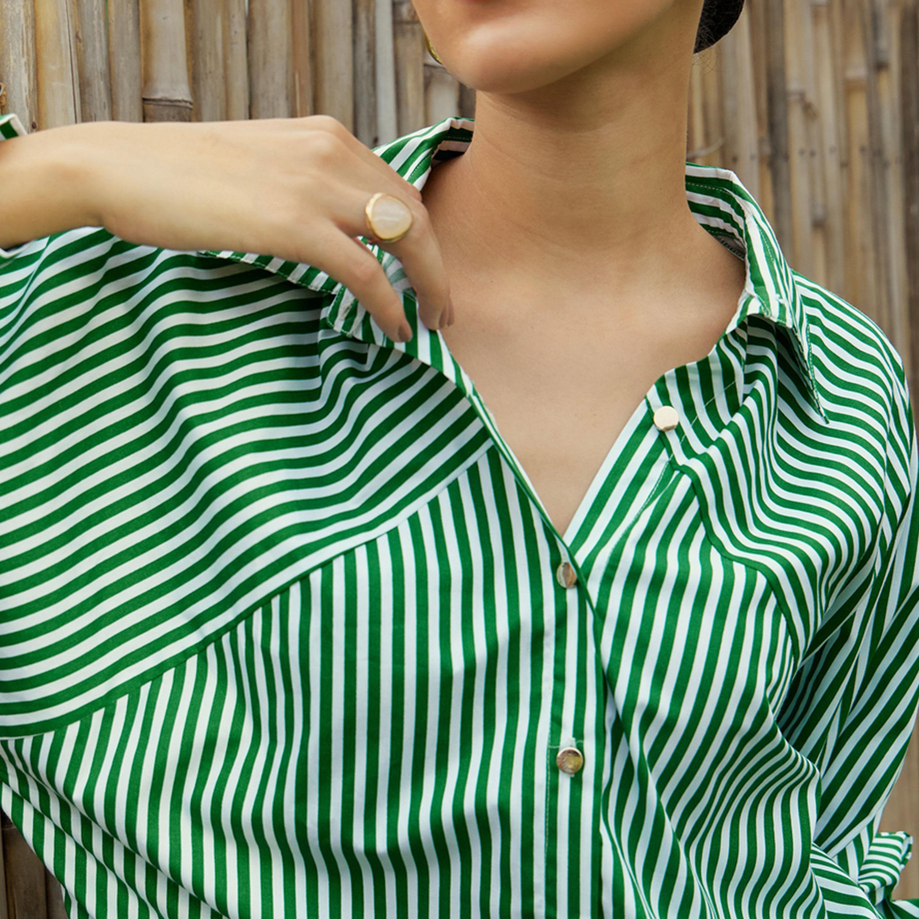 بلوزة فضفاضة طويلة بتداخلات مُتباينة ساسافراس × ستايلي-women-clothing-shirtsandblouses-shirts-image-4
