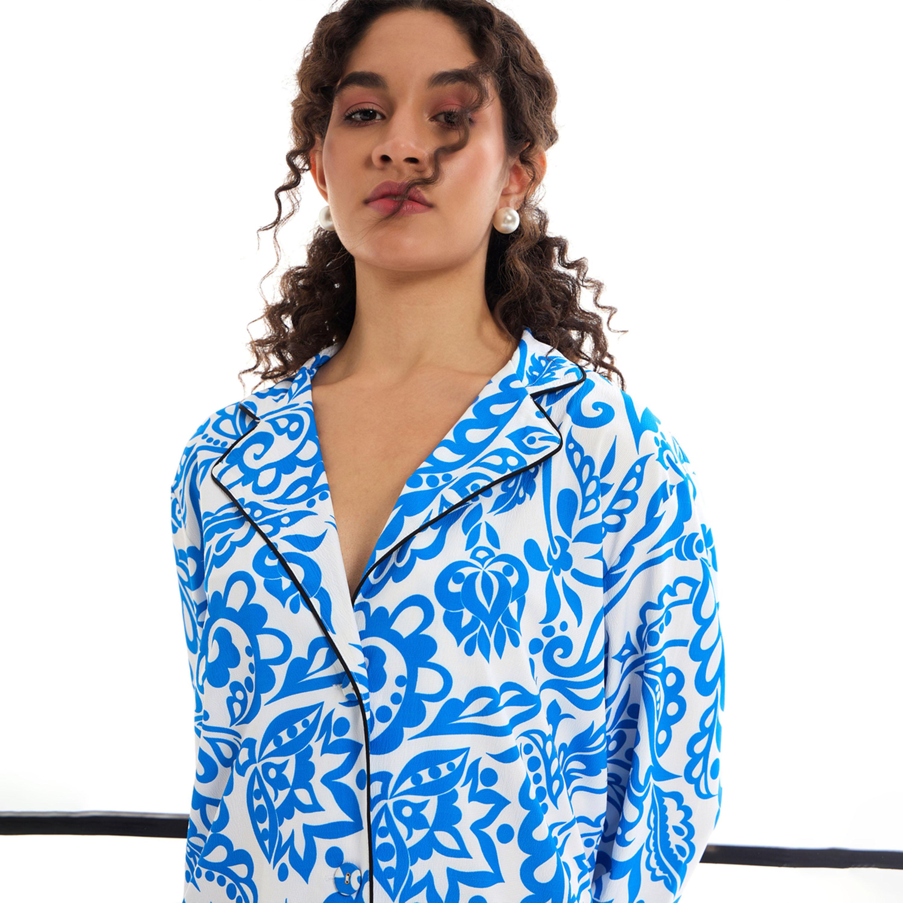 طقم منسق من بنطال وبلوزة مطبعة بالكامل ساسافراس × ستايلي-women-clothing-coordsets-image-4