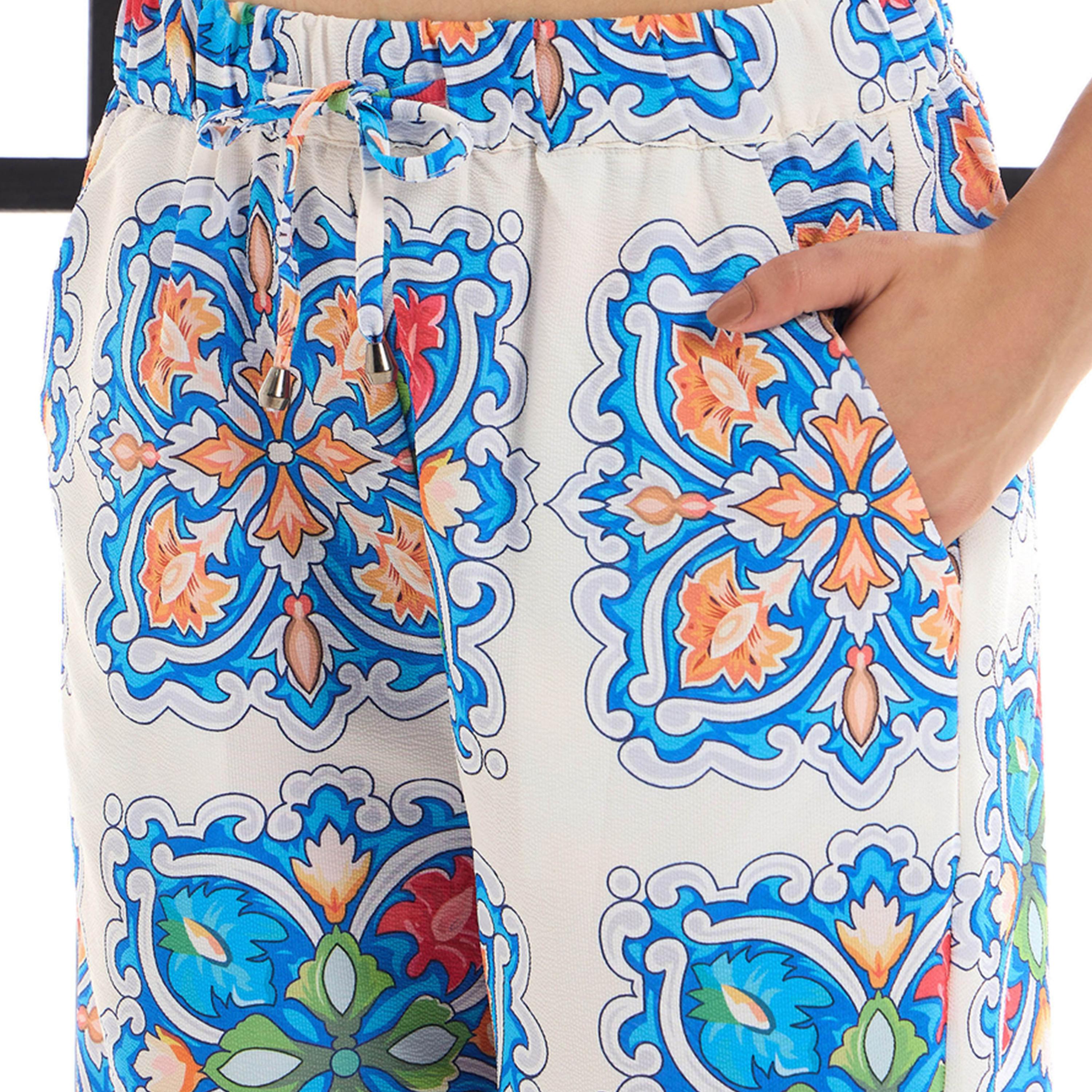 Sassafras X Styli  All Over Tile Print Shirt & Straight Leg Pants Co-Ords-women-clothing-coordsets-image-4