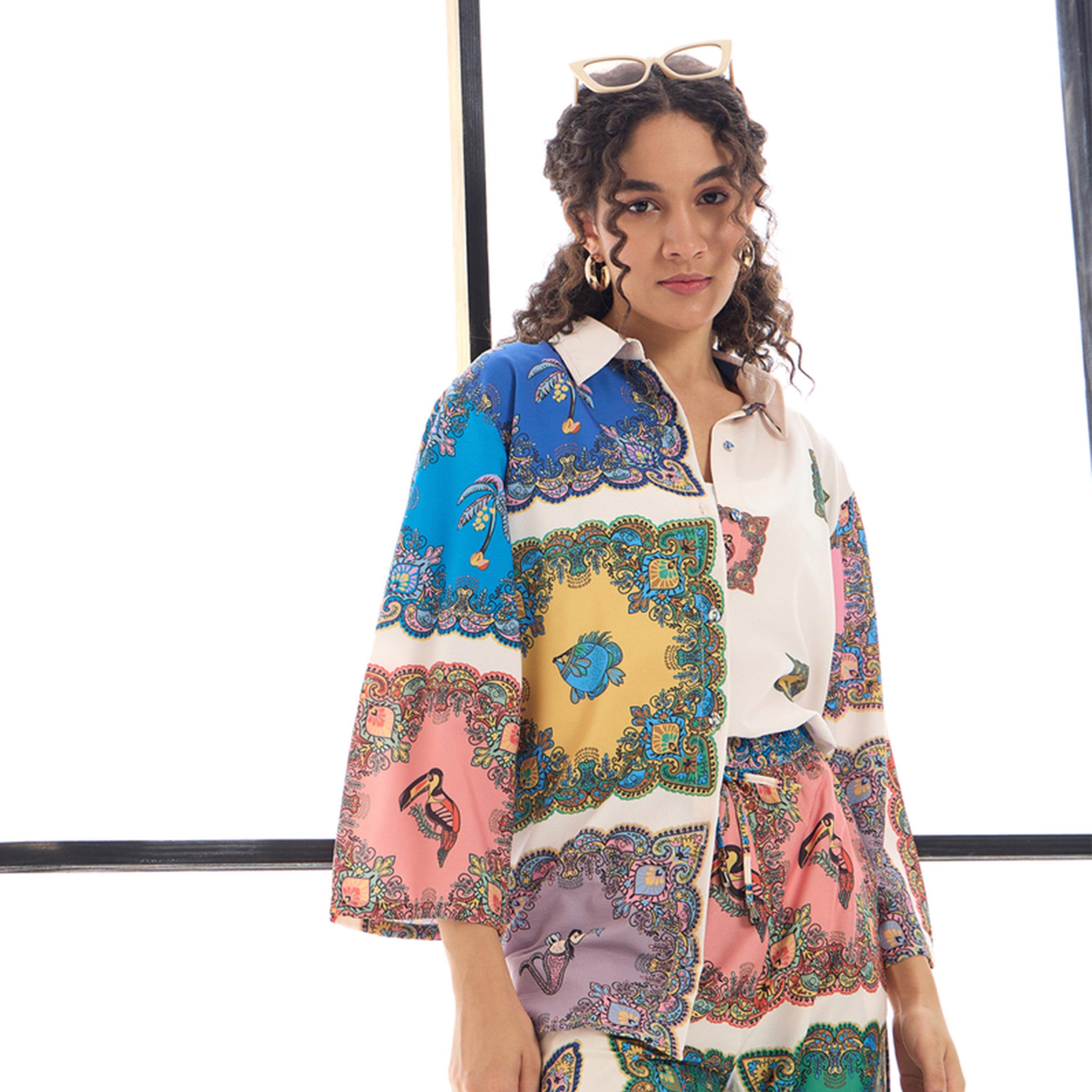 Sassafras X Styli  All Over Printed Shirt & Pants Co-Ords-women-clothing-coordsets-image-3