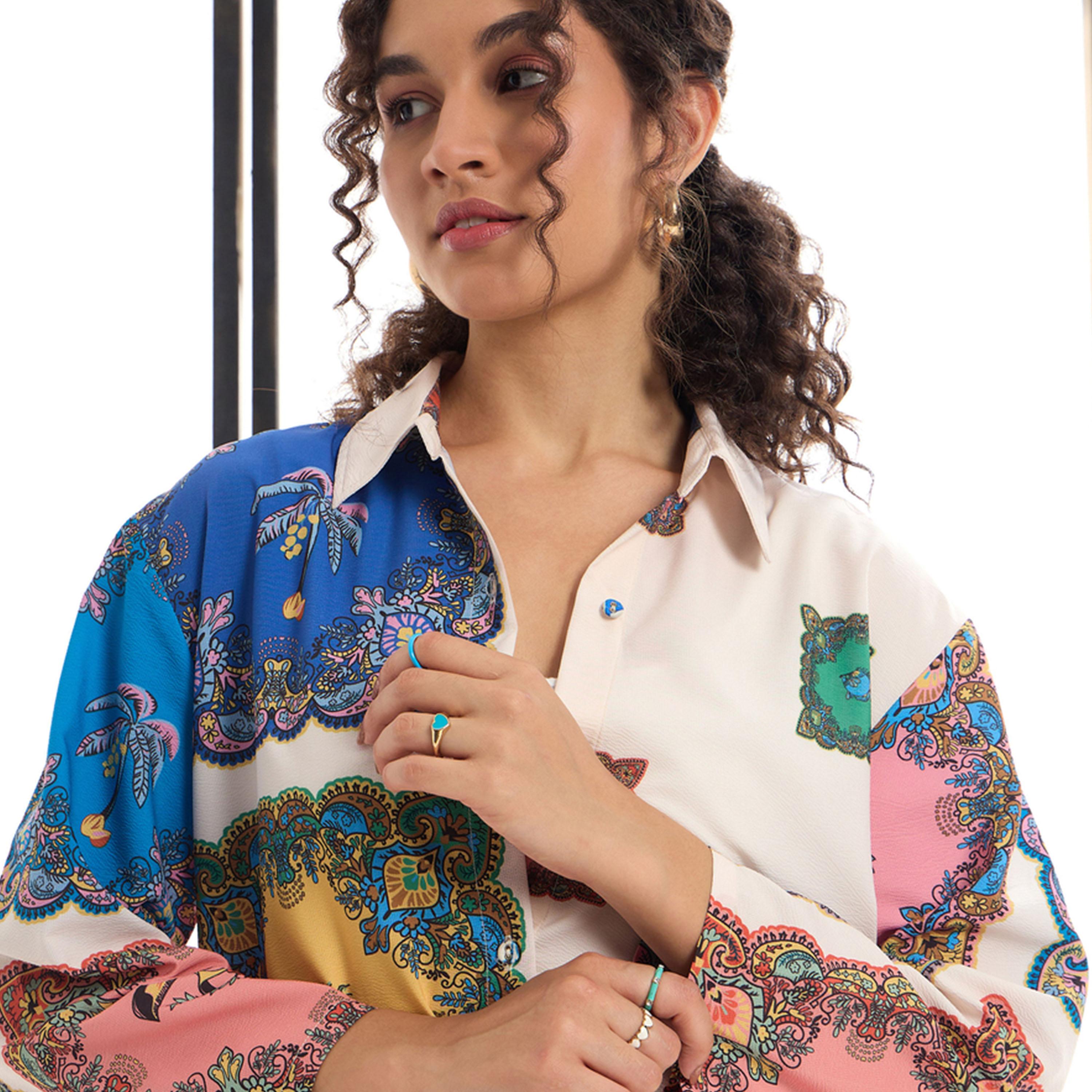 Sassafras X Styli  All Over Printed Shirt & Pants Co-Ords-women-clothing-coordsets-image-4