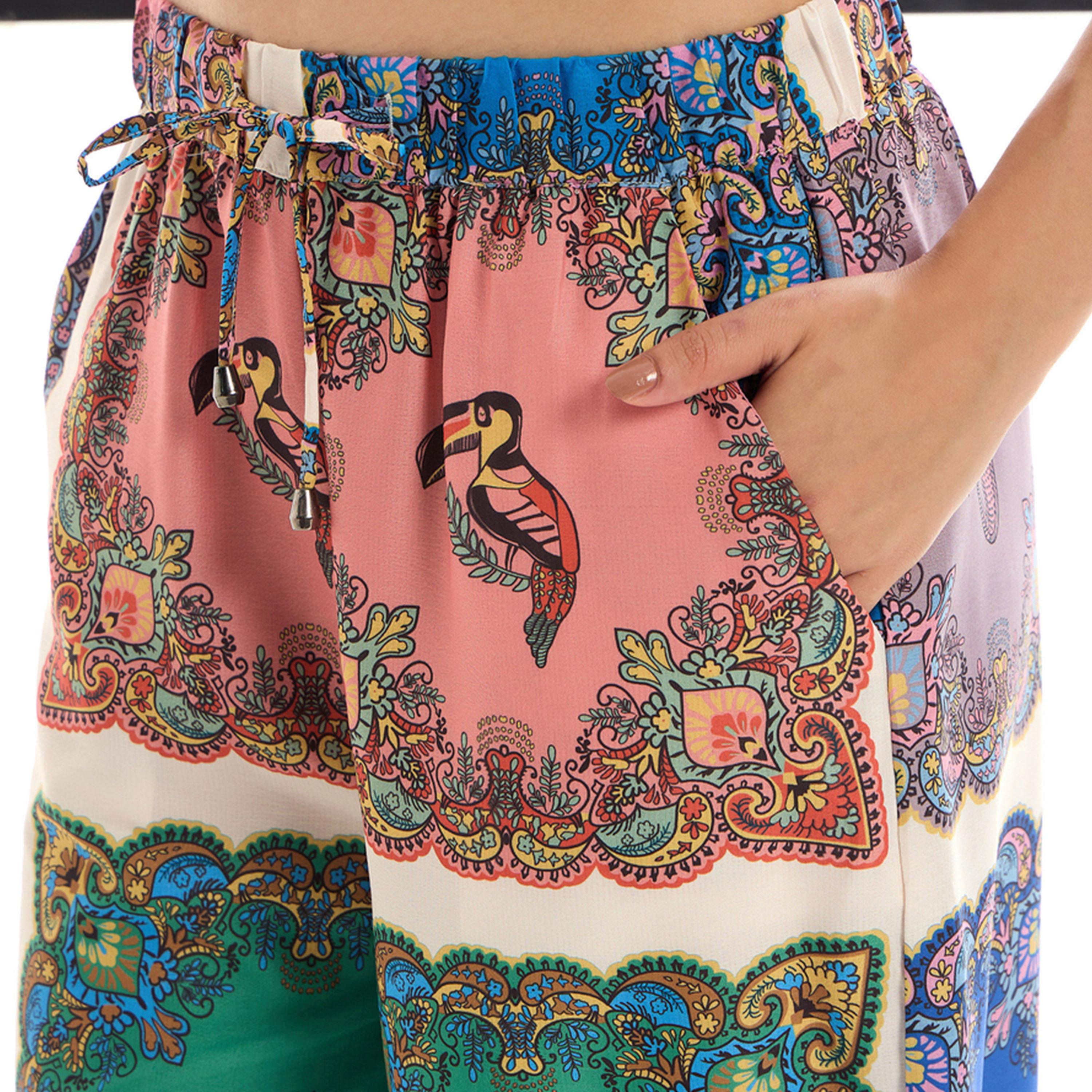 طقم منسق من بنطال وبلوزة مطبعة بالكامل ساسافراس × ستايلي-women-clothing-coordsets-image-5