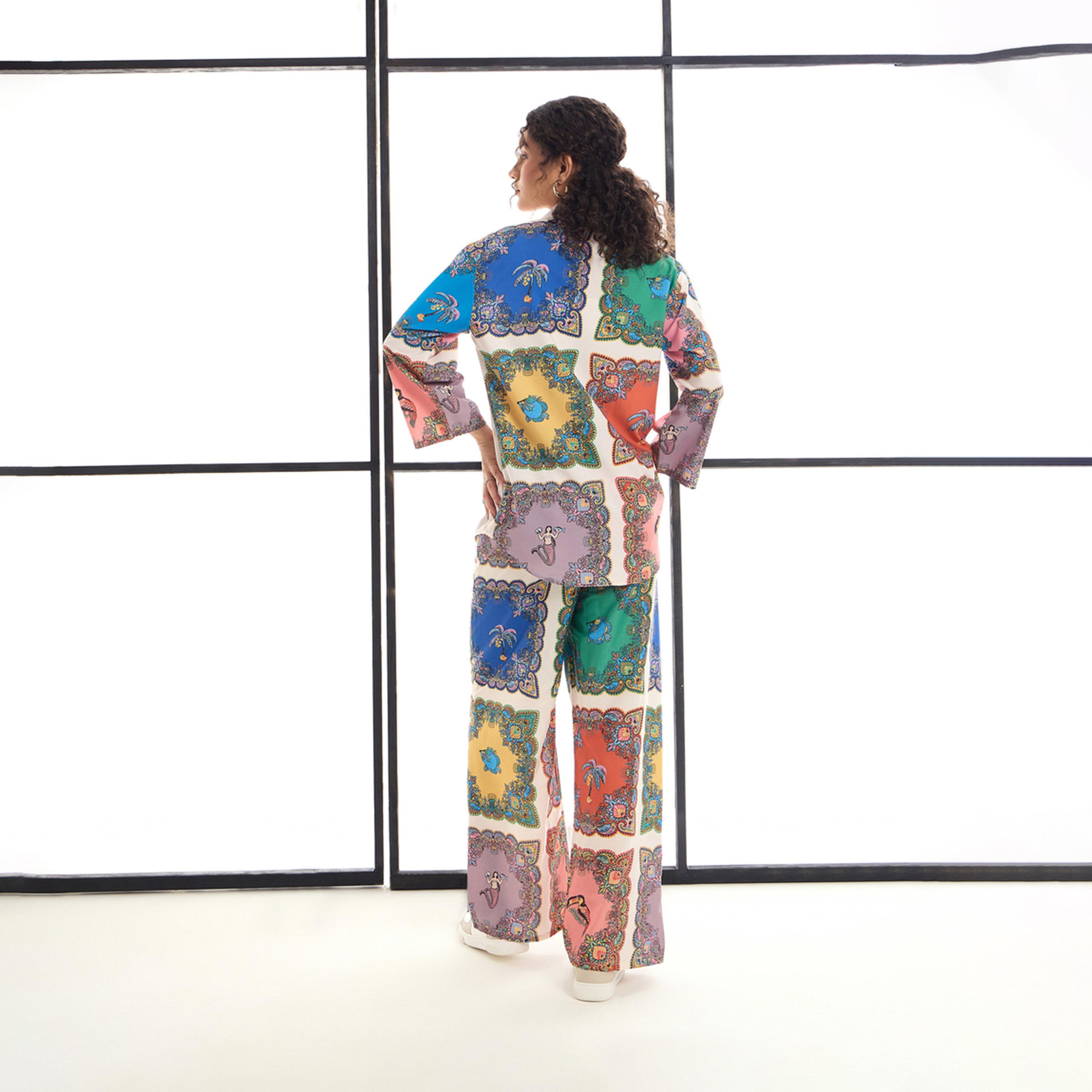 Sassafras X Styli  All Over Printed Shirt & Pants Co-Ords-women-clothing-coordsets-image-6