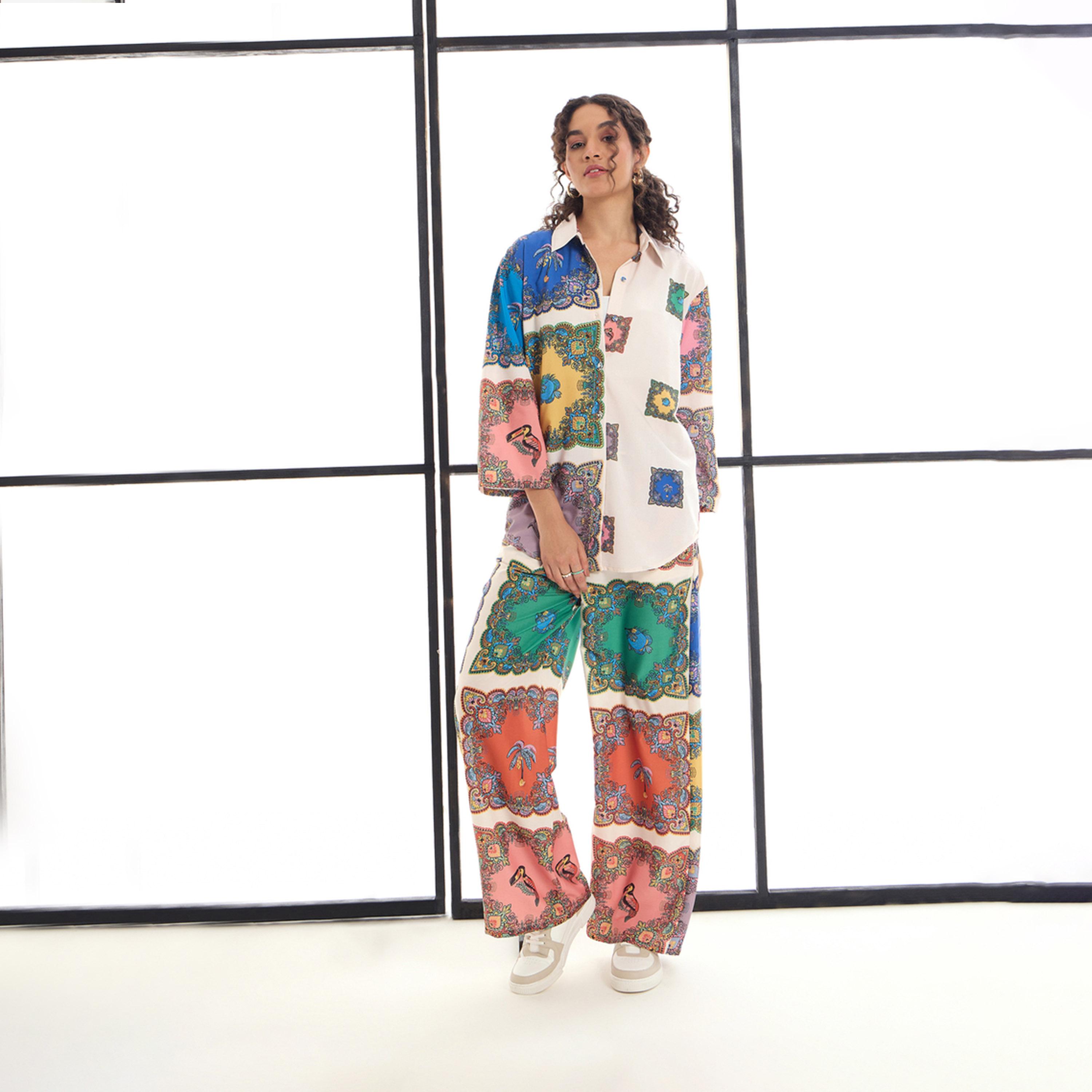 Sassafras X Styli  All Over Printed Shirt & Pants Co-Ords-women-clothing-coordsets-image-8