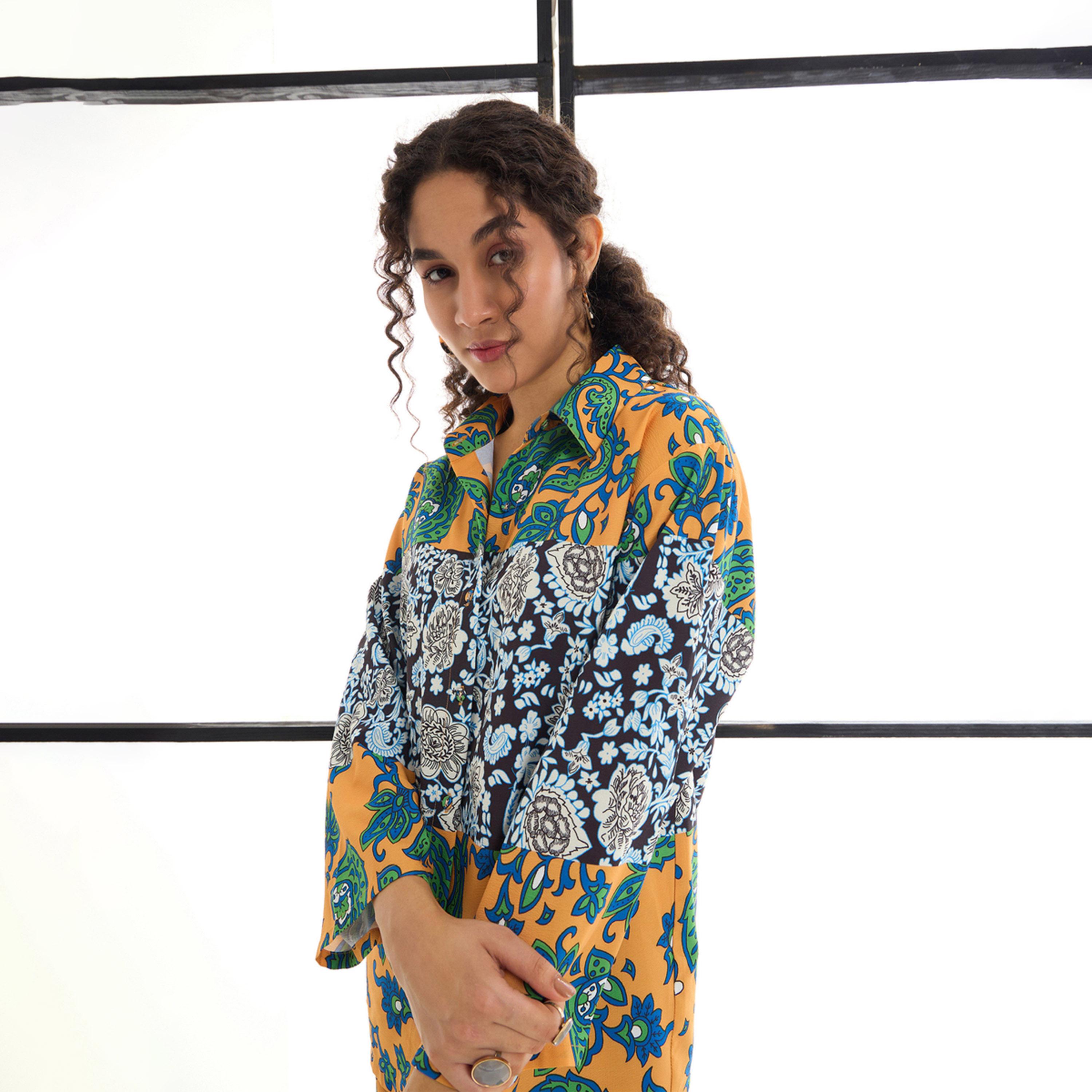 Sassafras X Styli  Paisley Print Shirt & Straight Leg Pants Co-Ords-women-clothing-coordsets-image-4