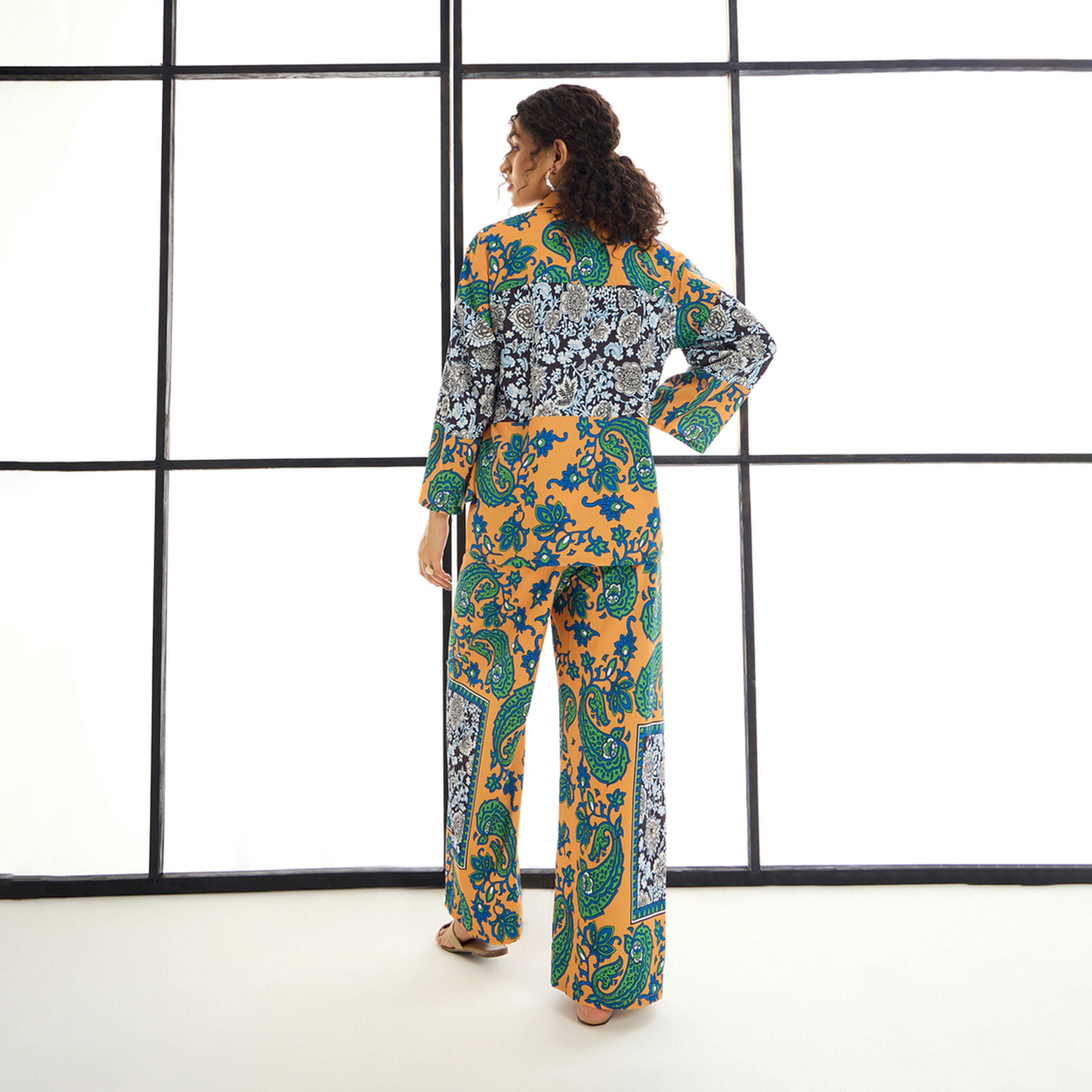 Sassafras X Styli  Paisley Print Shirt & Straight Leg Pants Co-Ords-women-clothing-coordsets-image-6