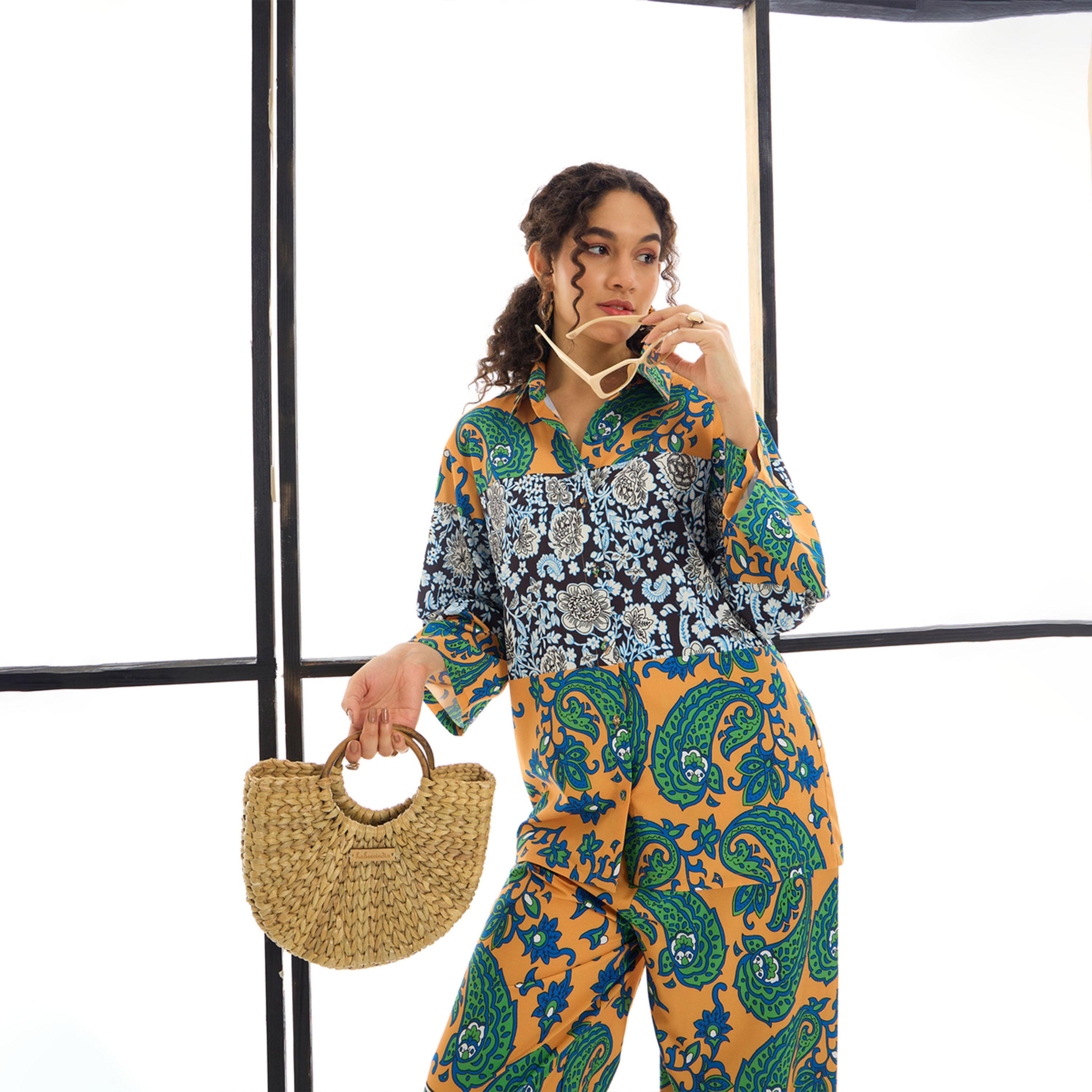Sassafras X Styli  Paisley Print Shirt & Straight Leg Pants Co-Ords-women-clothing-coordsets-image-8