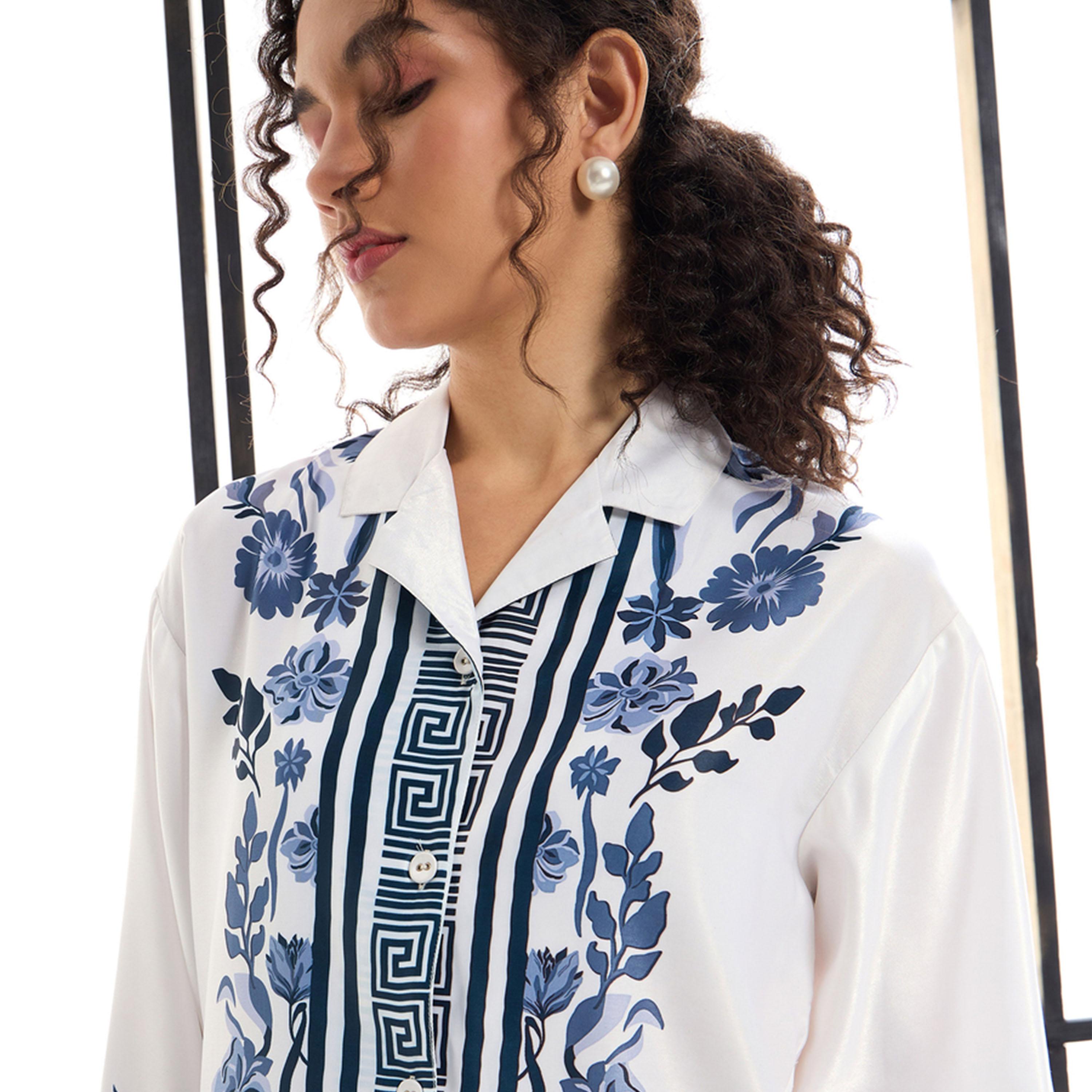 Sassafras X Styli  Floral Printed Shirt & Straight Leg Pants Co-Ords-women-clothing-coordsets-image-2