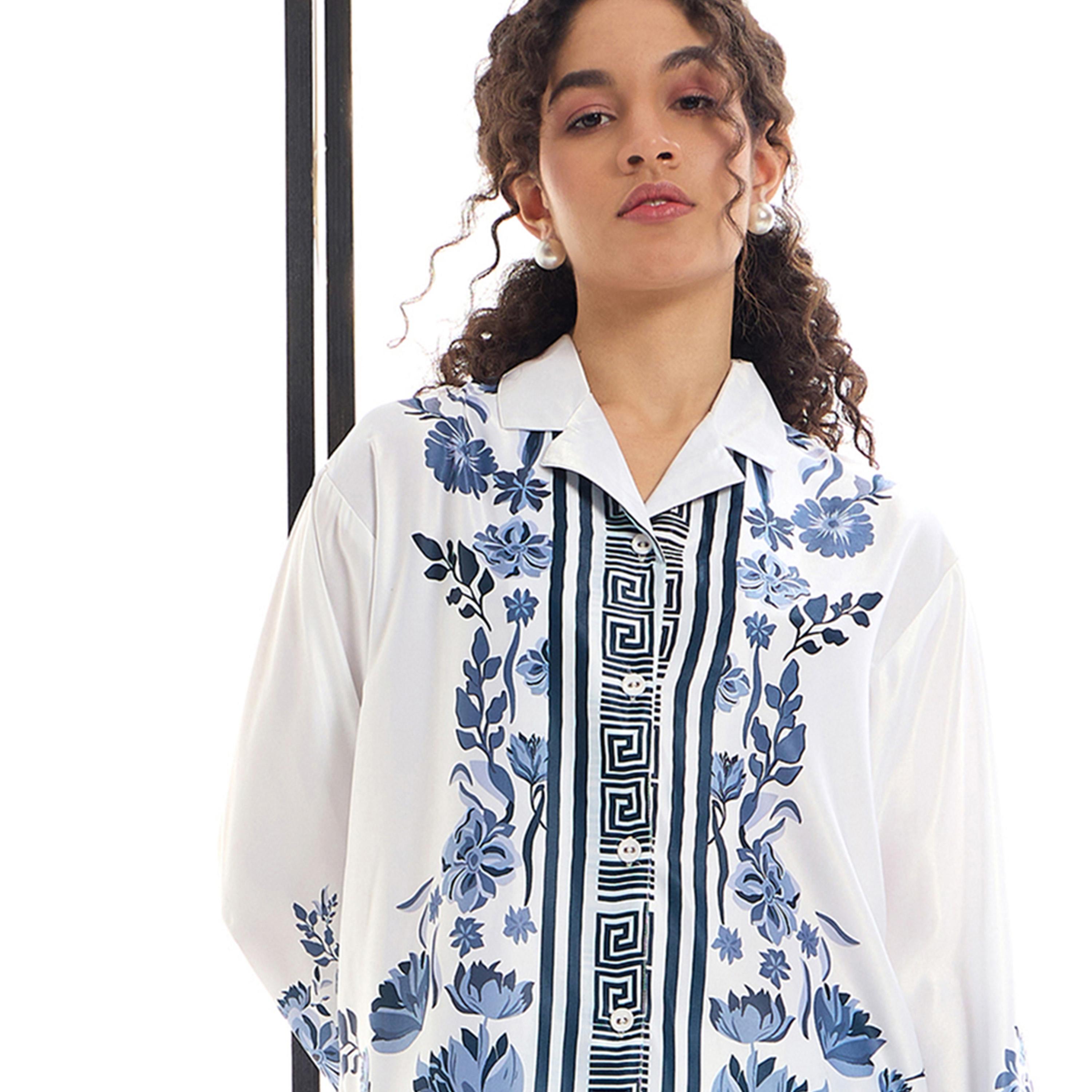 Sassafras X Styli  Floral Printed Shirt & Straight Leg Pants Co-Ords-women-clothing-coordsets-image-7