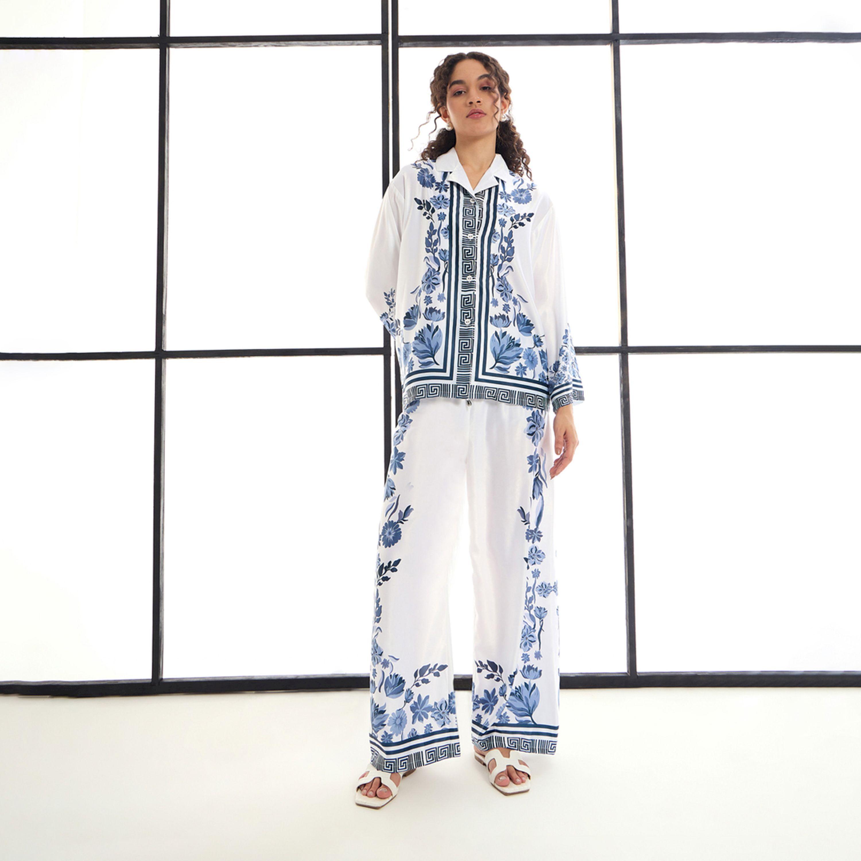 Sassafras X Styli  Floral Printed Shirt & Straight Leg Pants Co-Ords-women-clothing-coordsets-image-8