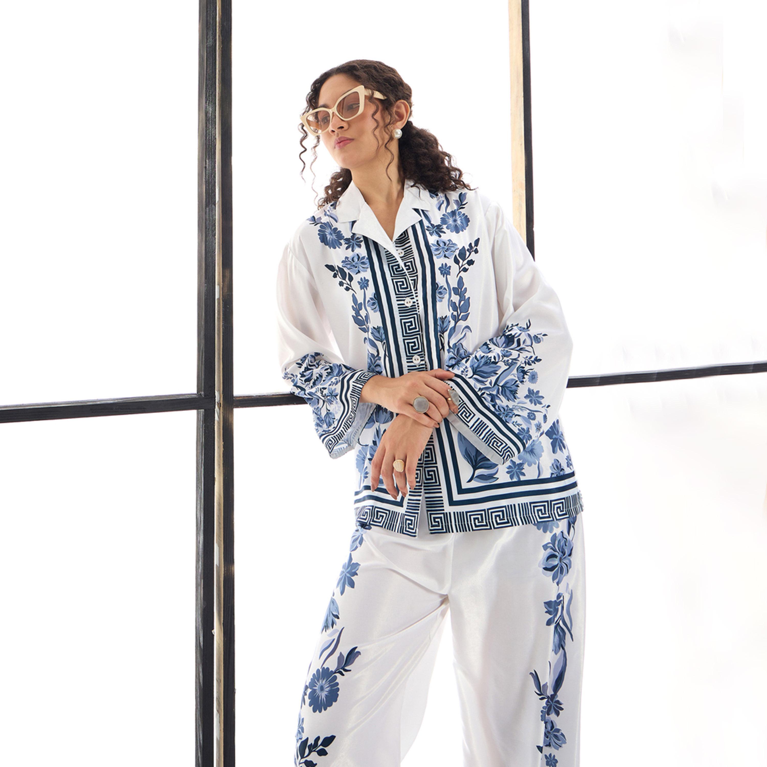 Sassafras X Styli  Floral Printed Shirt & Straight Leg Pants Co-Ords-women-clothing-coordsets-image-9