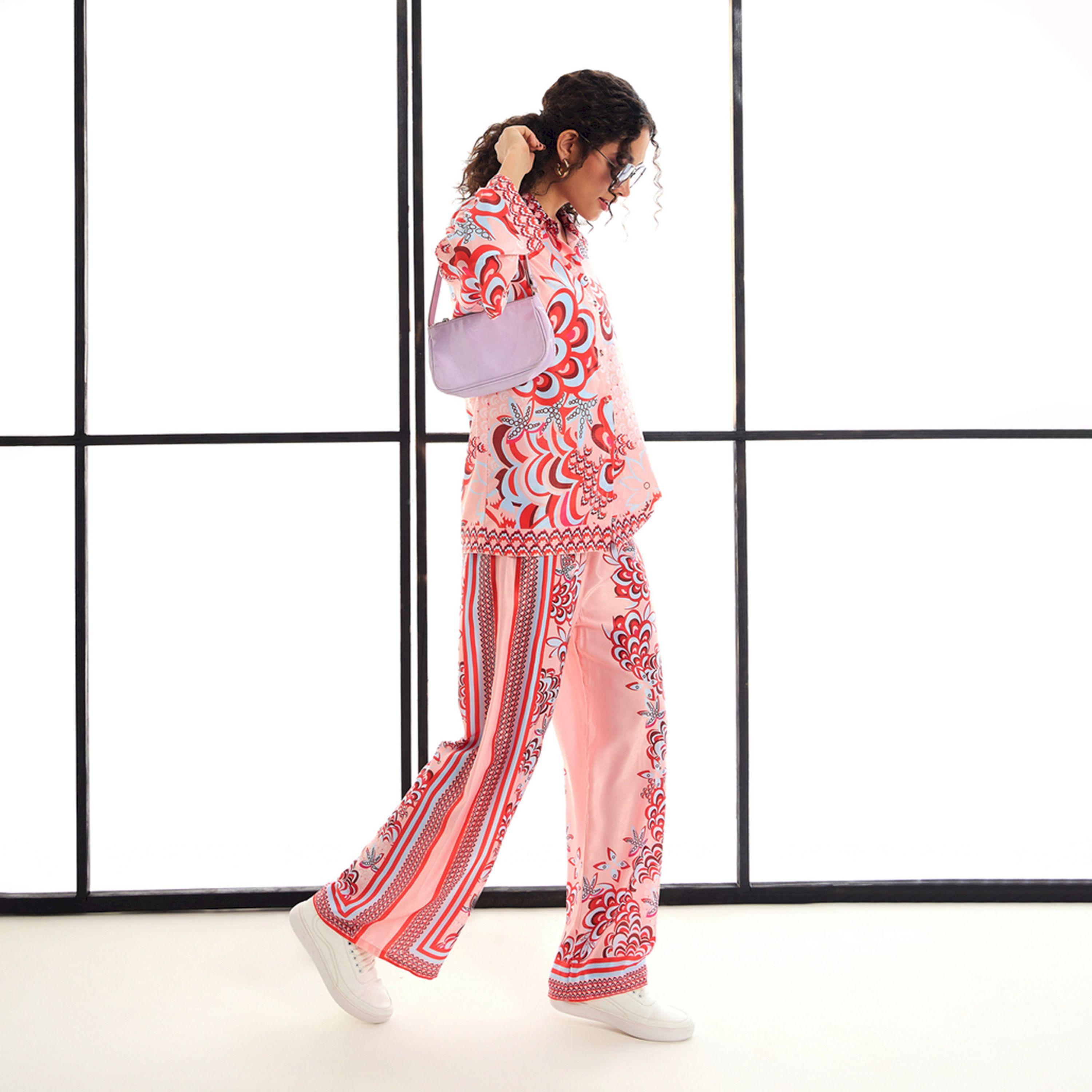 طقم منسق من بنطال وبلوزة مطبعة بالكامل ساسافراس × ستايلي-women-clothing-coordsets-image-8