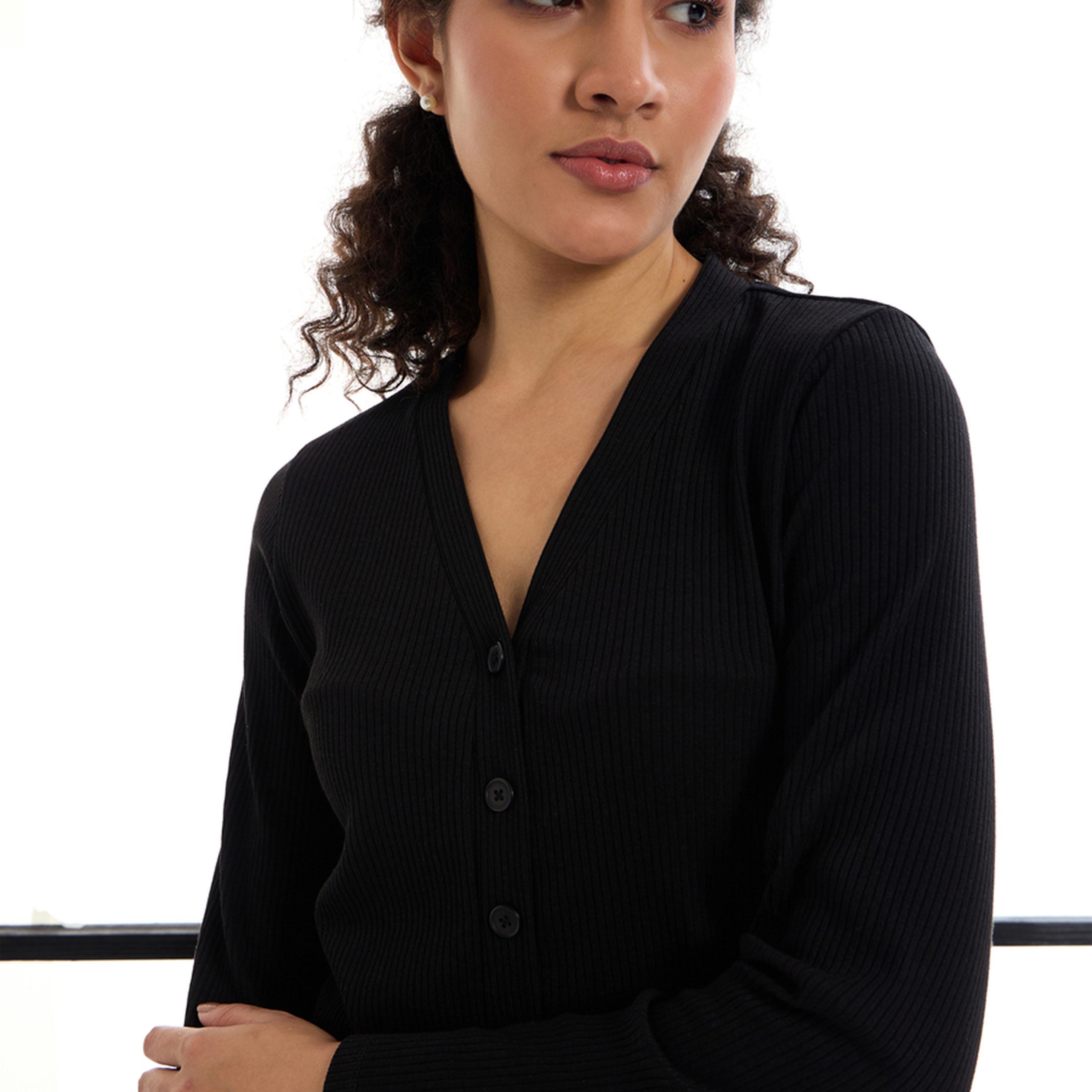 طقم منسق من بنطال وشراج مضلع بأزرار ساسافراس × ستايلي-women-clothing-coordsets-image-4