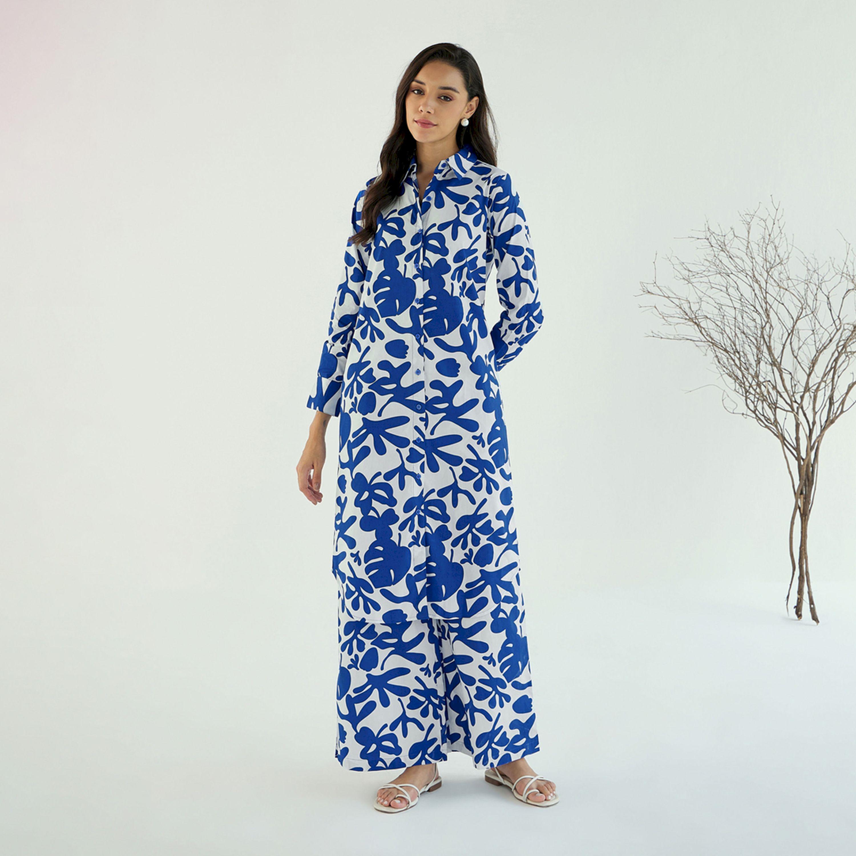 Sassafras X Styli  Floral Print Longline Shirt & Pants Co-Ords-women-clothing-coordsets-image-7