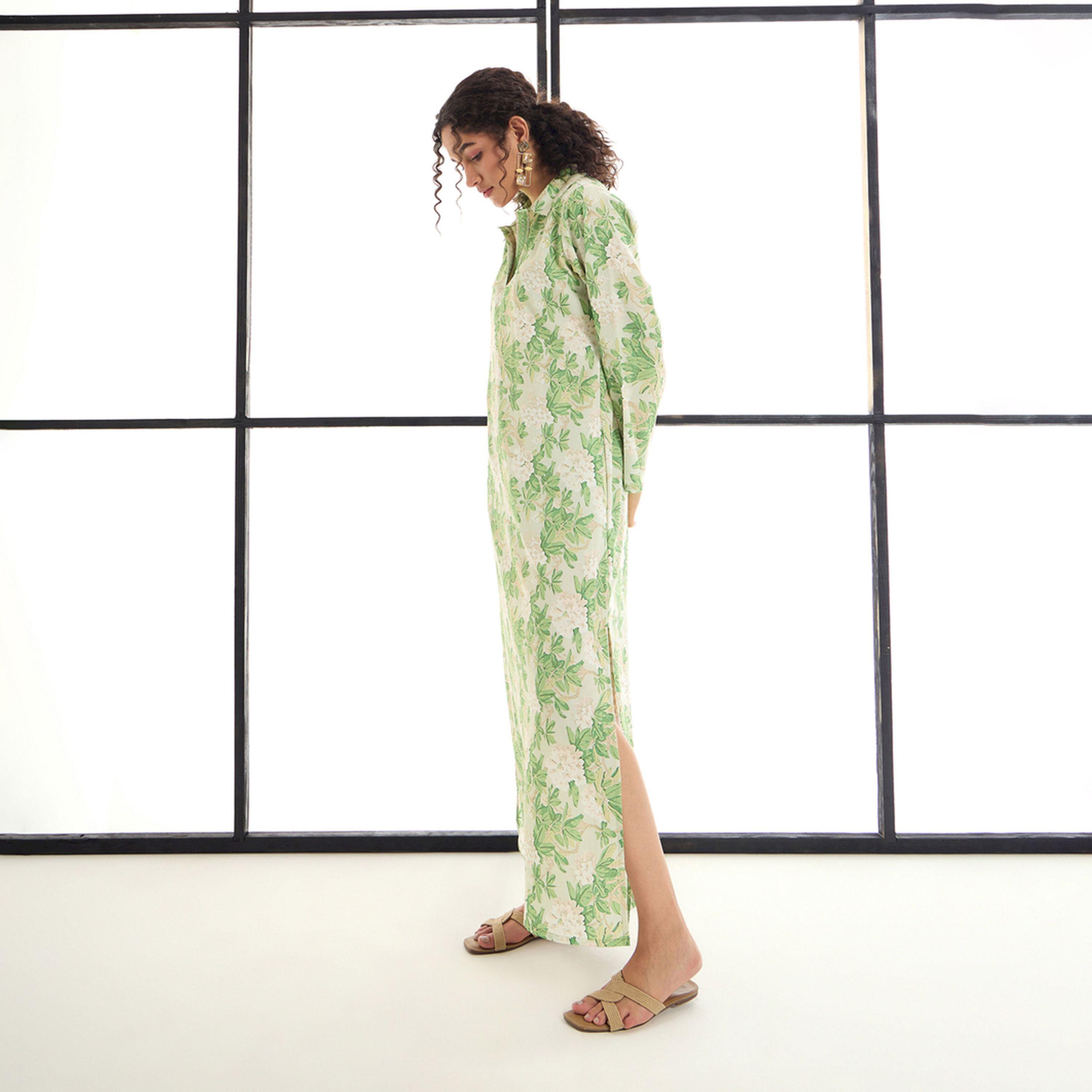 Sassafras X Styli  Floral Print Maxi Dress with Embroidery Detail-women-clothing-dresses-image-3