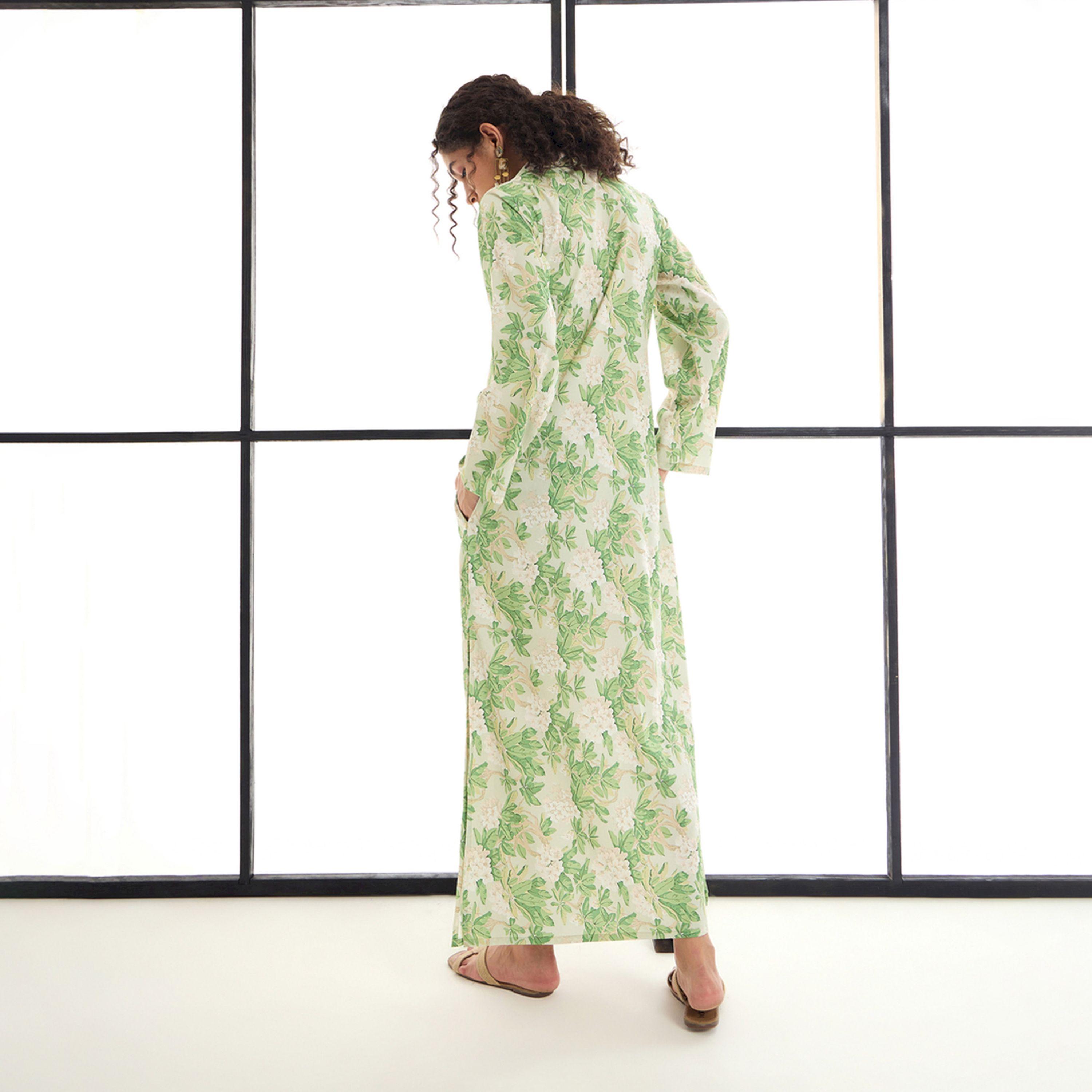 Sassafras X Styli  Floral Print Maxi Dress with Embroidery Detail-women-clothing-dresses-image-5