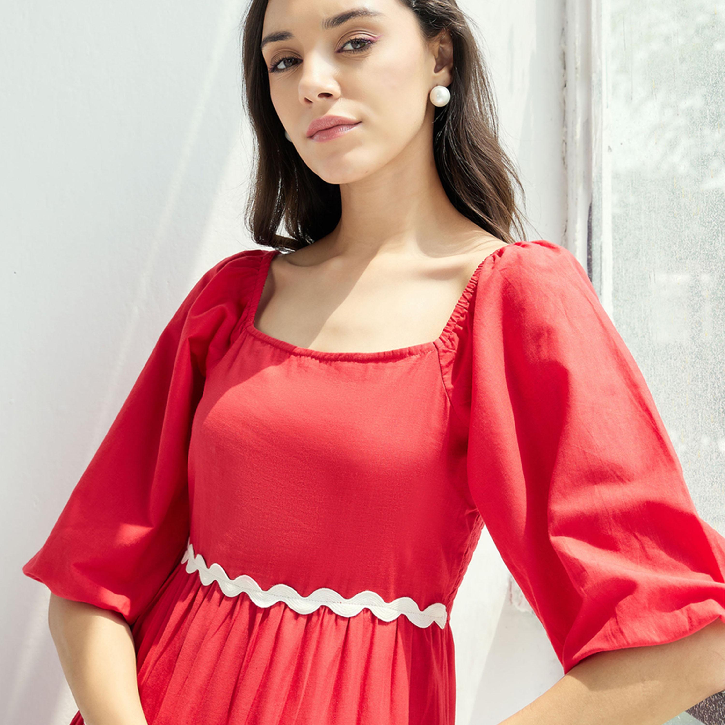Sassafras X Styli  Ric Rac Lace Trim Fit & Flare Mini Dress with Smocking-women-clothing-dresses-image-4