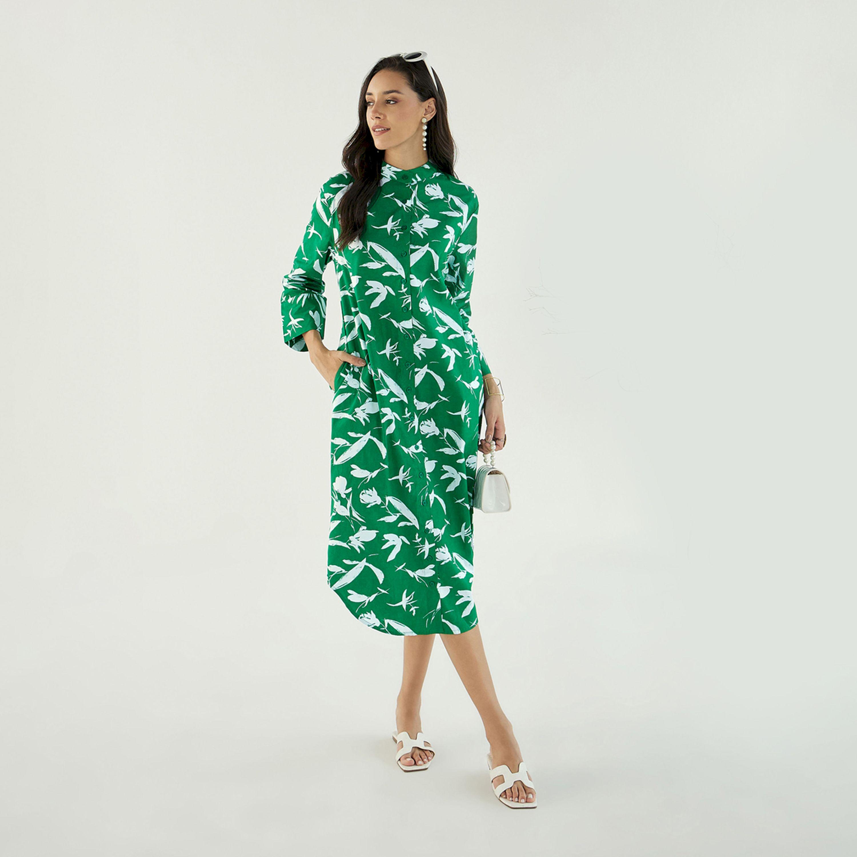 فستان ميدي بطبعة زهور وجيوب جانبية ساسافراس × ستايلي-women-clothing-dresses-image-2