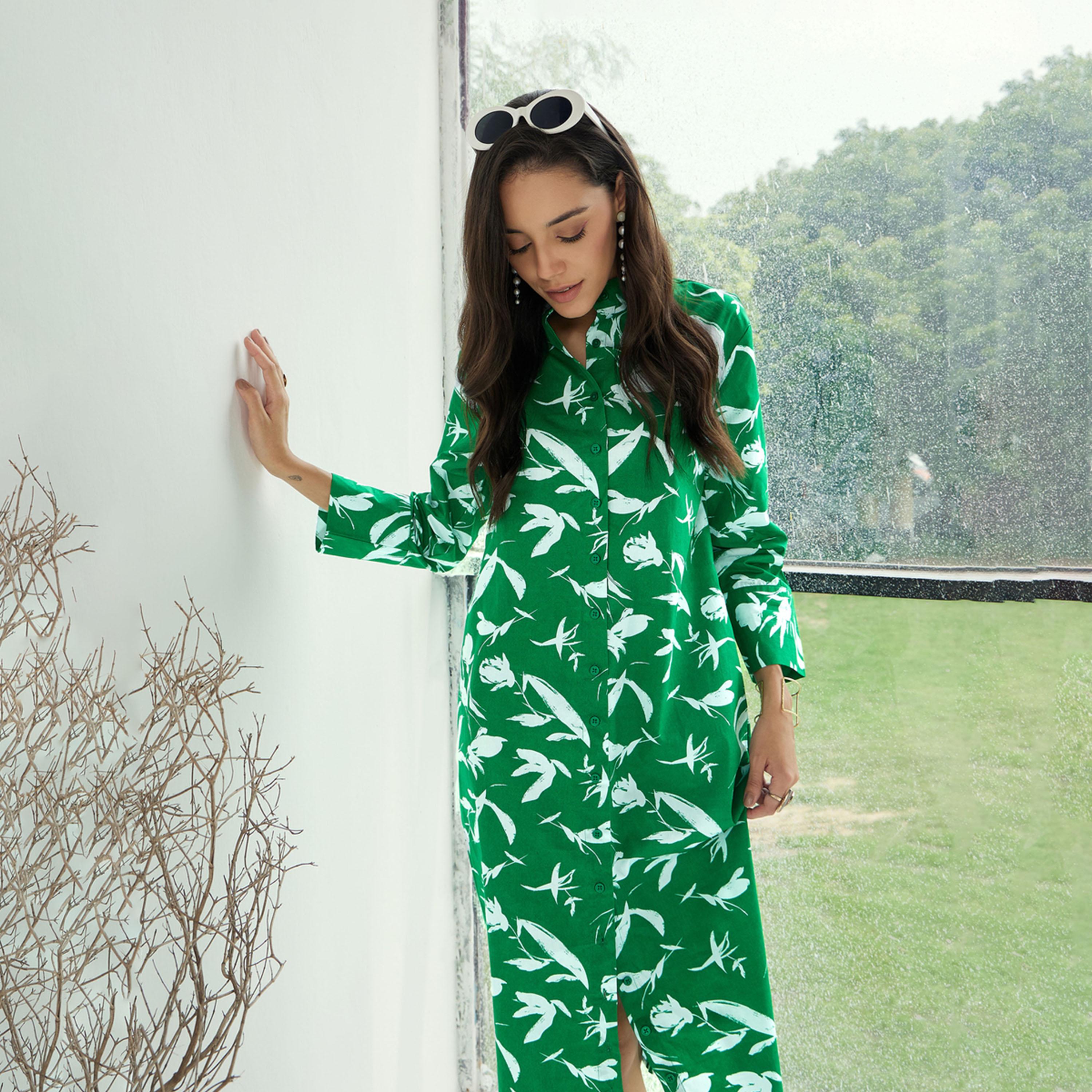 فستان ميدي بطبعة زهور وجيوب جانبية ساسافراس × ستايلي-women-clothing-dresses-image-7