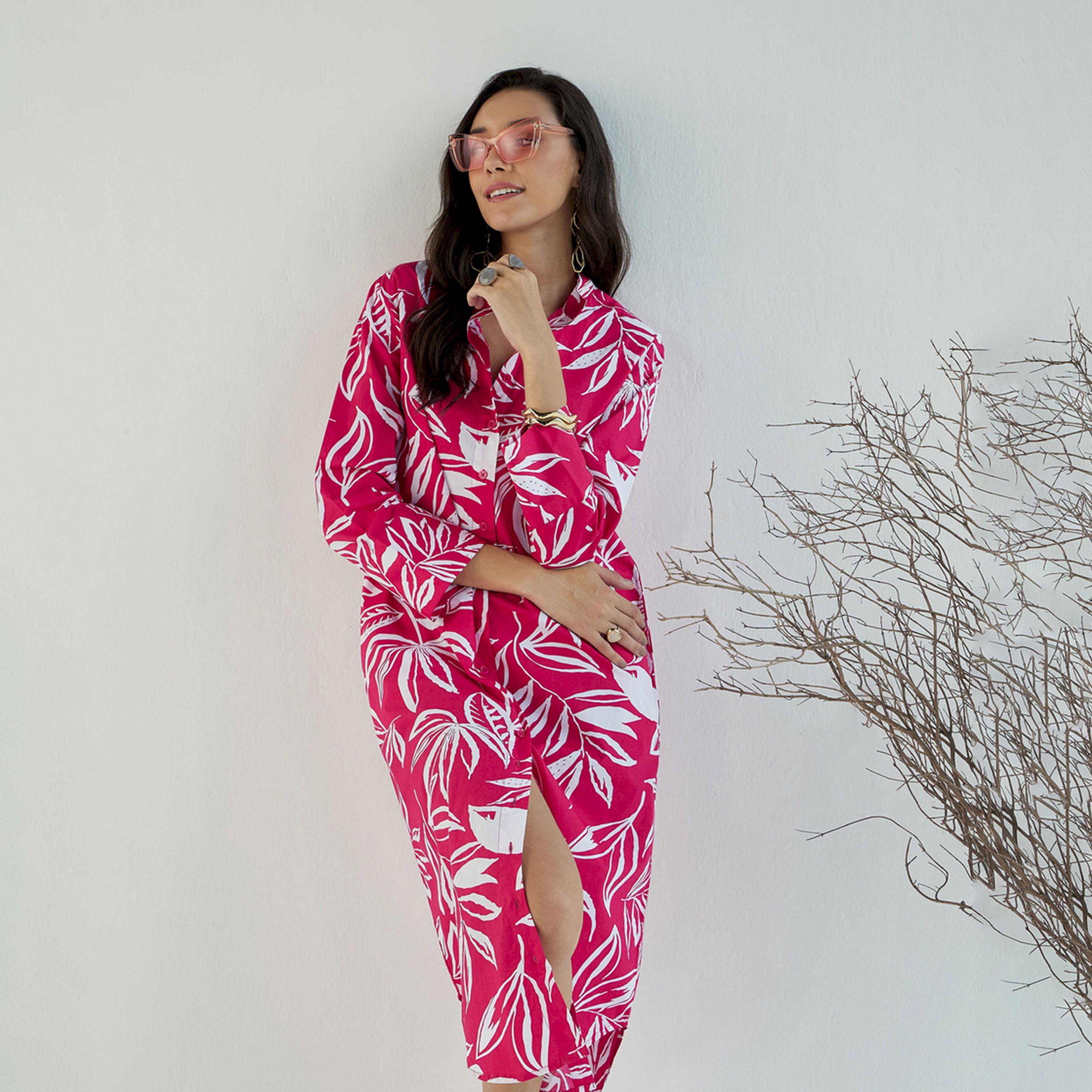فستان ميدي بطبعة زهور وجيوب جانبية ساسافراس × ستايلي-women-clothing-dresses-image-2