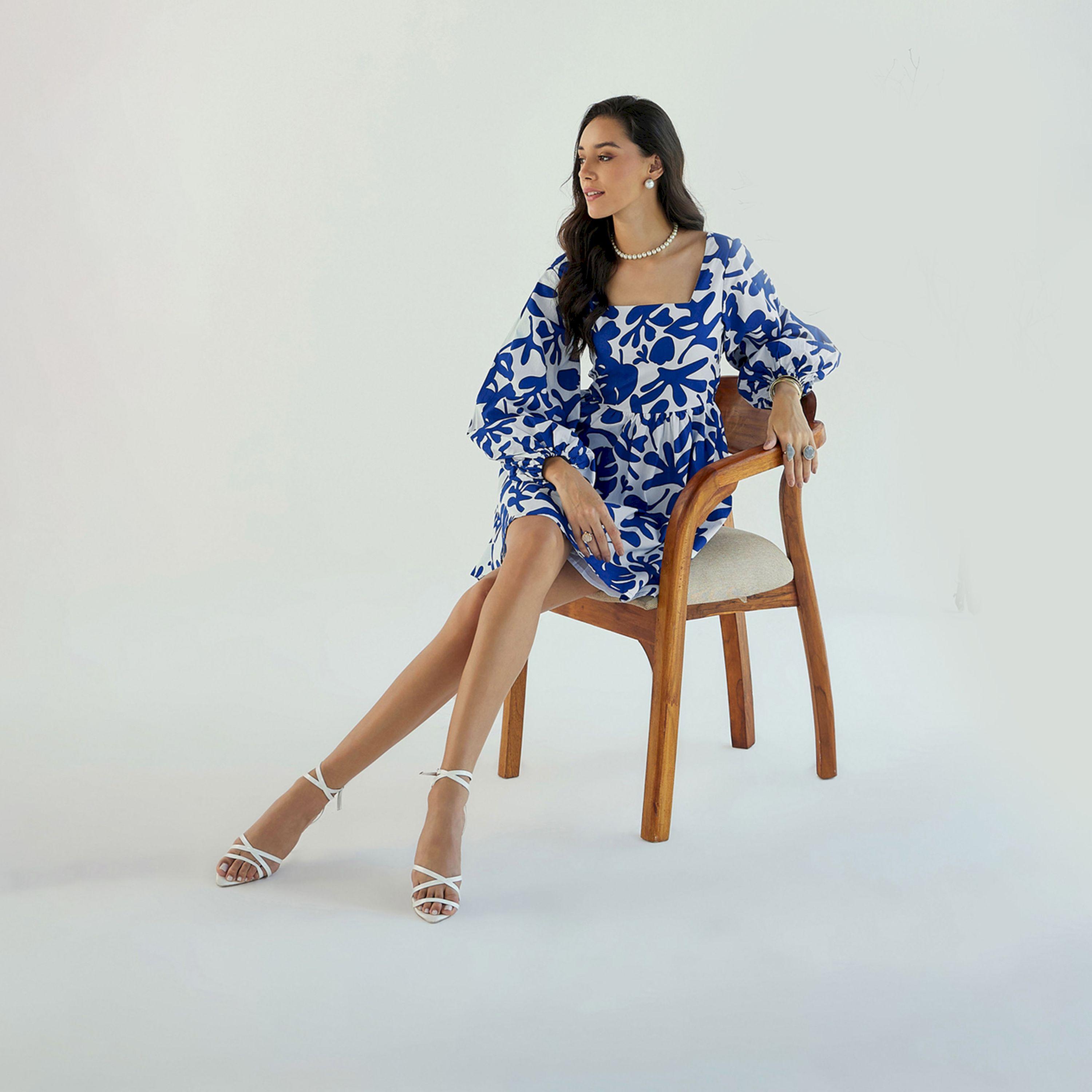 Sassafras X Styli  All Over Print Back Tie Knotted Flare Mini Dress-women-clothing-dresses-image-2
