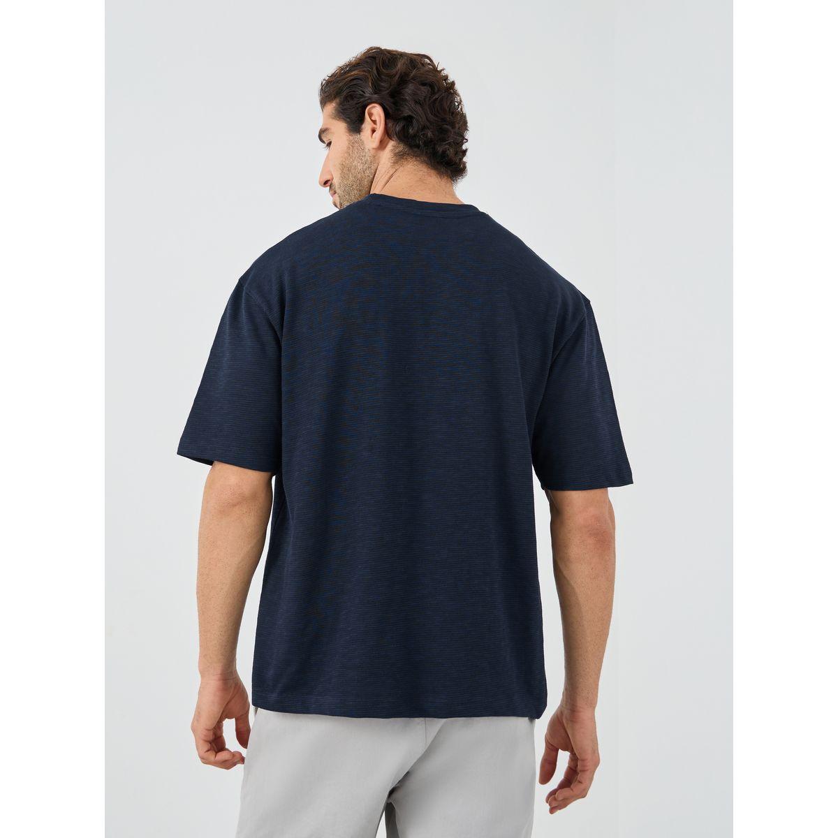 Styli Crew Neck Textured Oversized T-Shirt with Chest Pocket-men-clothing-tshirtsandpolos-tshirts-image-4