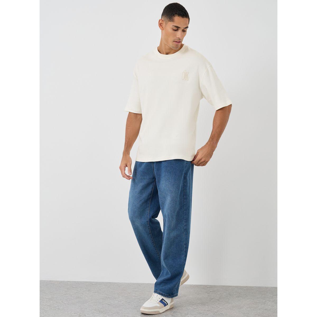 Styli Embroidered Detail Crew Neck Oversized T-Shirt-men-clothing-tshirtsandpolos-tshirts-image-2