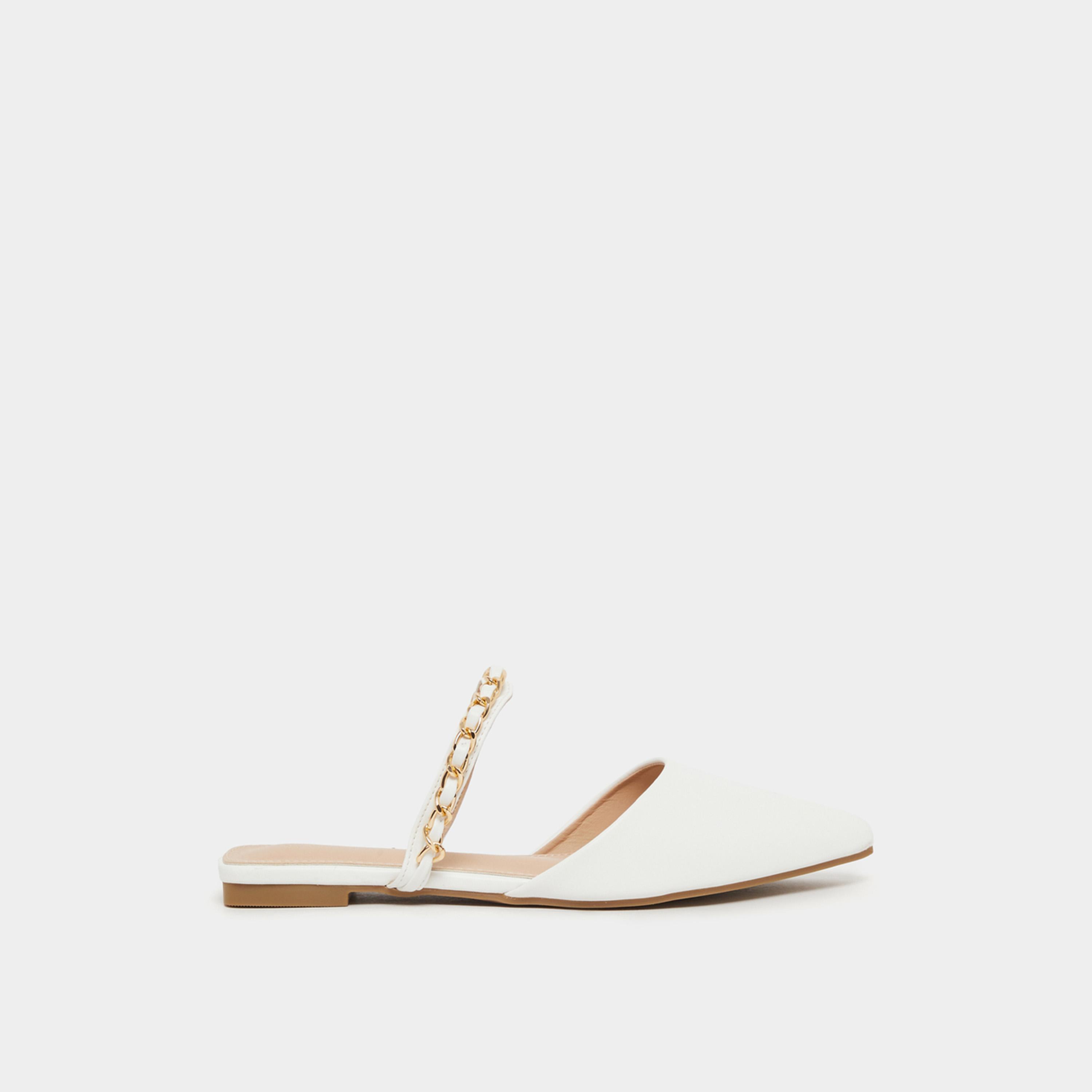 Styli Pointed Toe Slip On Mules With Chain Detail-women-shoes-flats-mules-image-1
