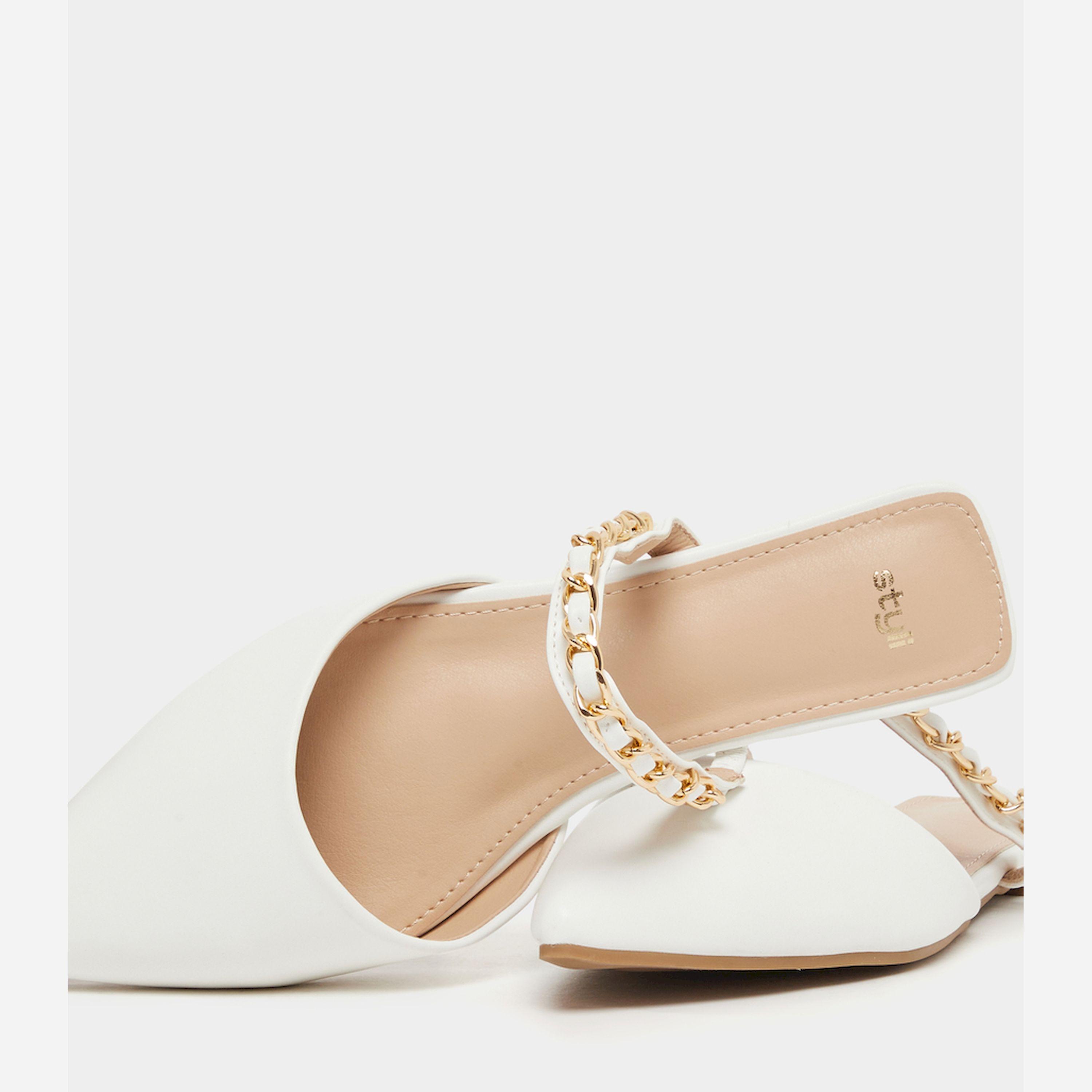 ستايلي - حذاء سهل الارتداء بمقدمة مدببة وتفاصيل سلسلة-women-shoes-flats-mules-image-3