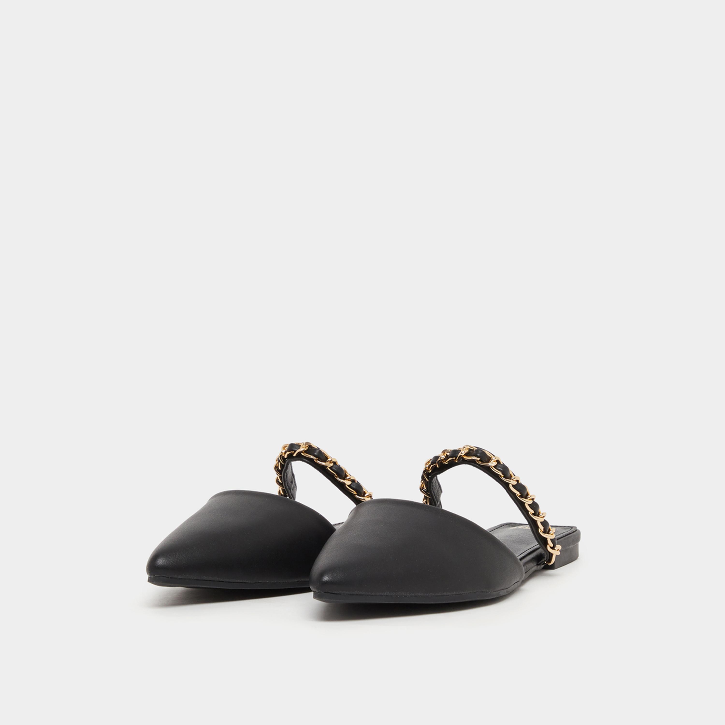 Styli Pointed Toe Slip On Mules With Chain Detail-women-shoes-flats-mules-image-2