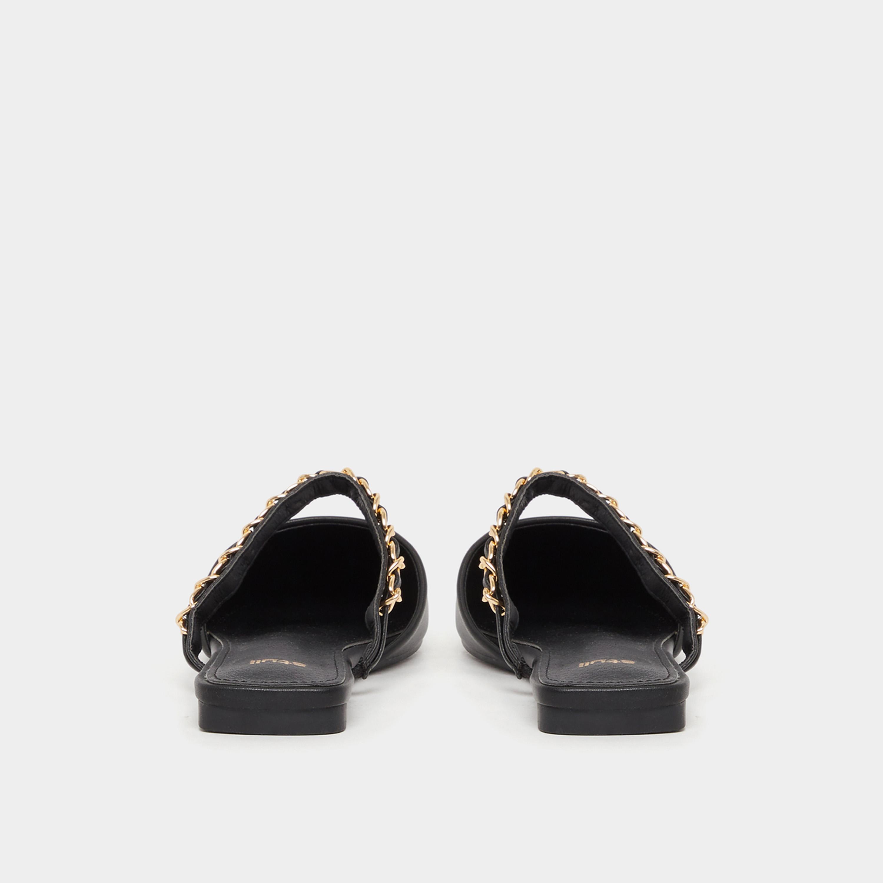 Styli Pointed Toe Slip On Mules With Chain Detail-women-shoes-flats-mules-image-4