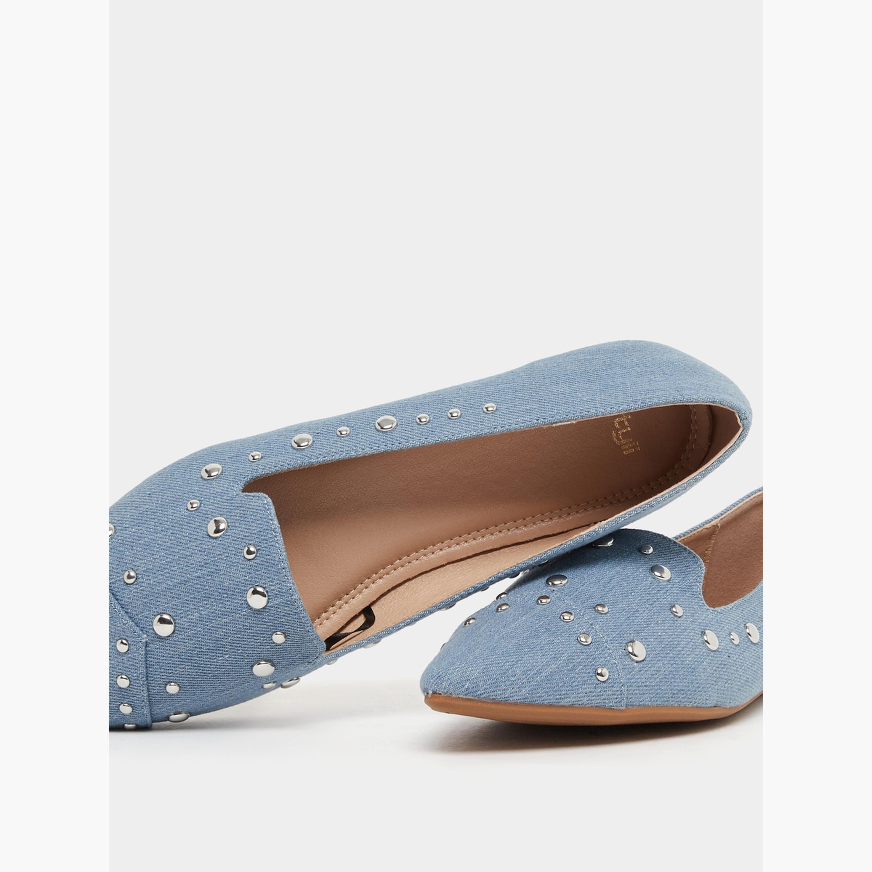 ستايلي - حذاء جينز مزين سهل الارتداء بمقدمة مدببة-women-shoes-loafersandmoccasins-image-3