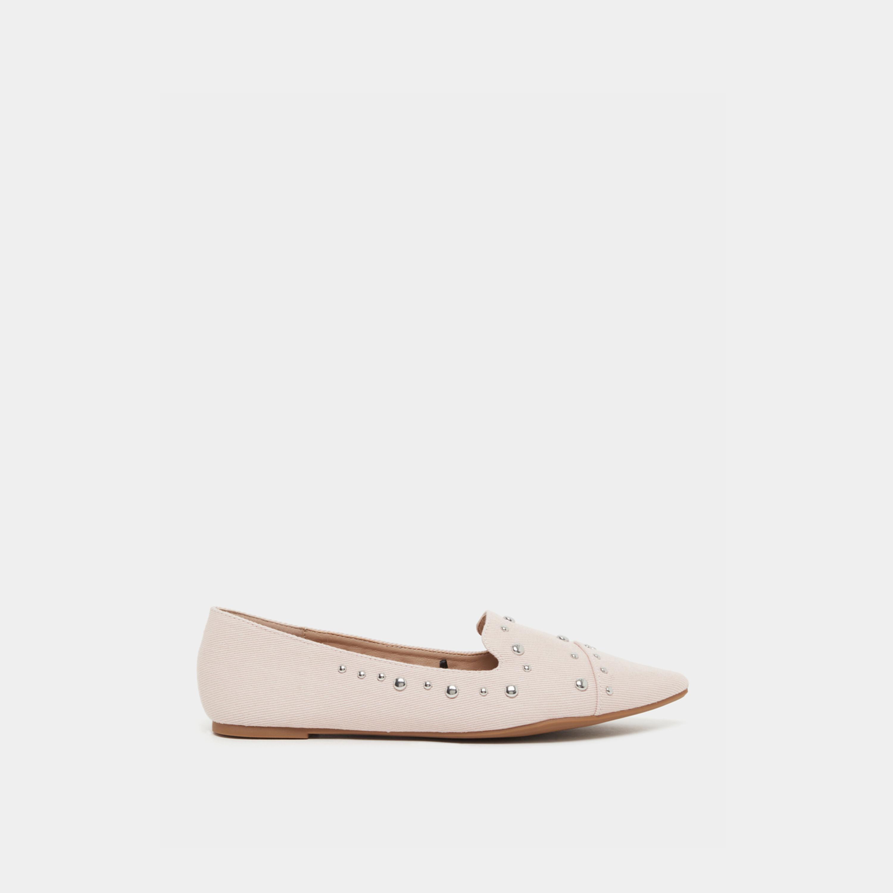 Styli Suede Embellished Slip On Pointed Toe Shoes-women-shoes-flats-loafers-image-1