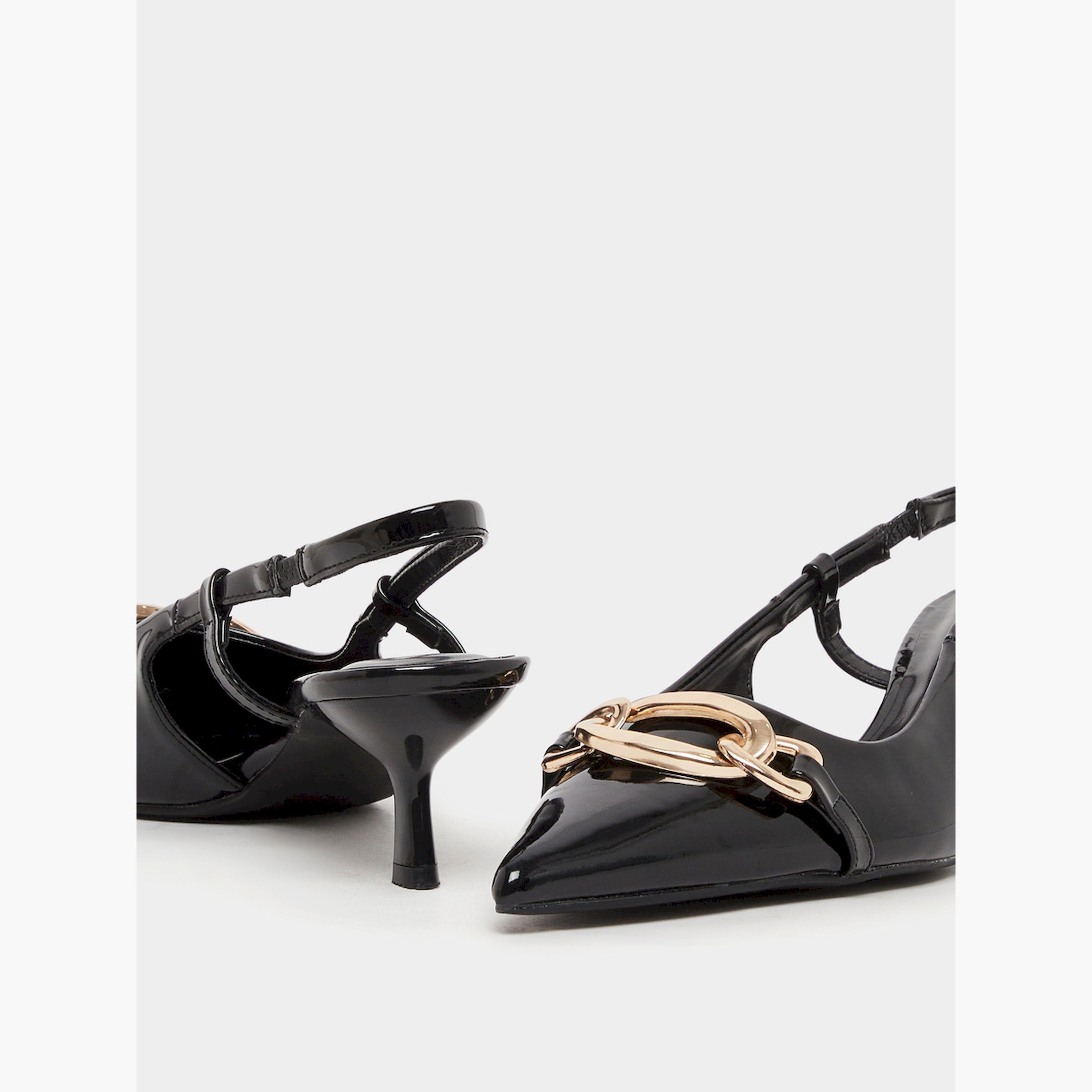 Styli Pointed Toe Slingback Metal Buckle Shoes-women-shoes-heels-image-3