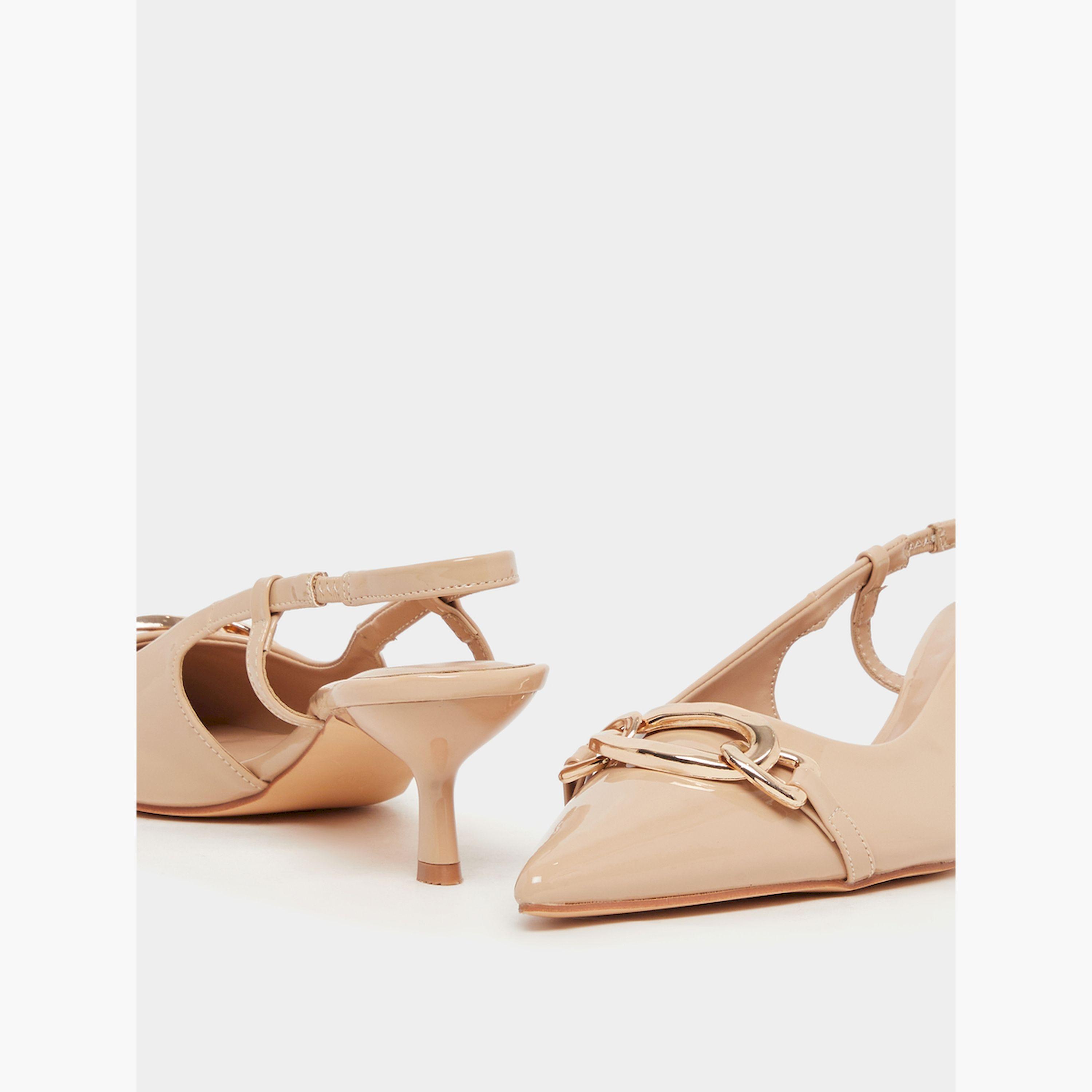ستايلي - حذاء بمقدمة مدببة وحزام خلفي وإبزيم معدني-women-shoes-heels-image-3