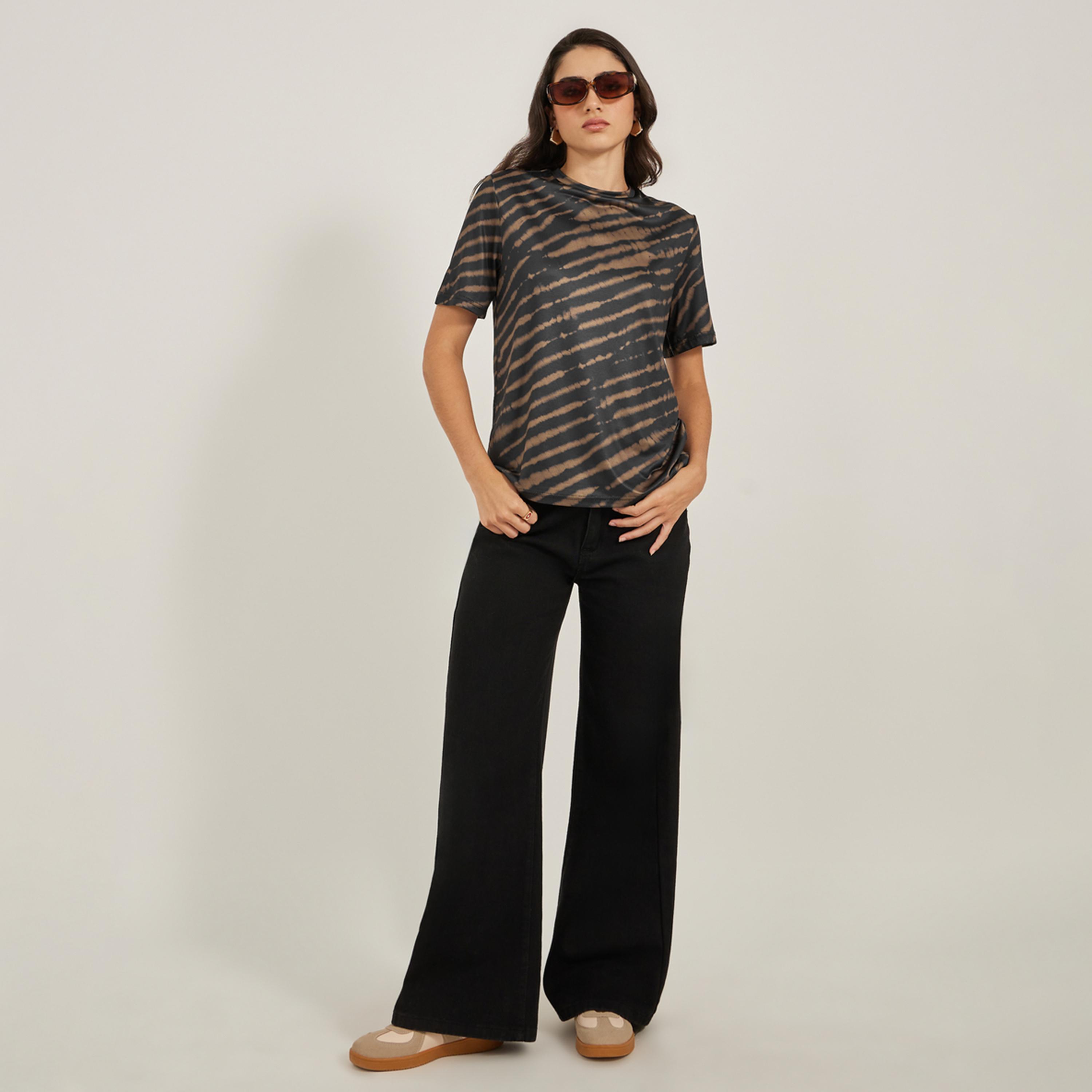 Styli Animal Print Round Neck Short Sleeves T-Shirt-women-clothing-tshirts-image-2