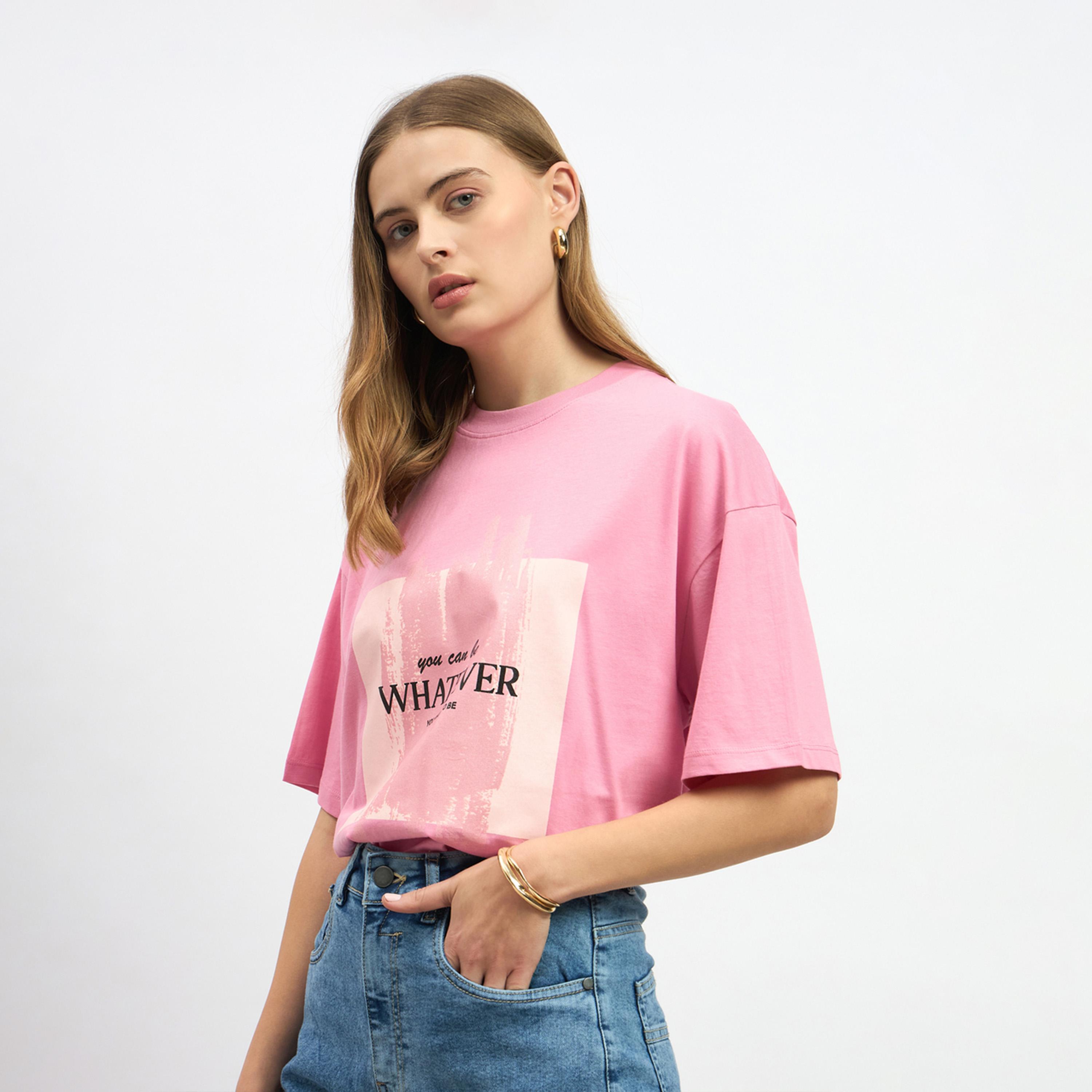 Styli Slogan Print Round Neck Oversized T-Shirt-women-clothing-tshirts-image-3