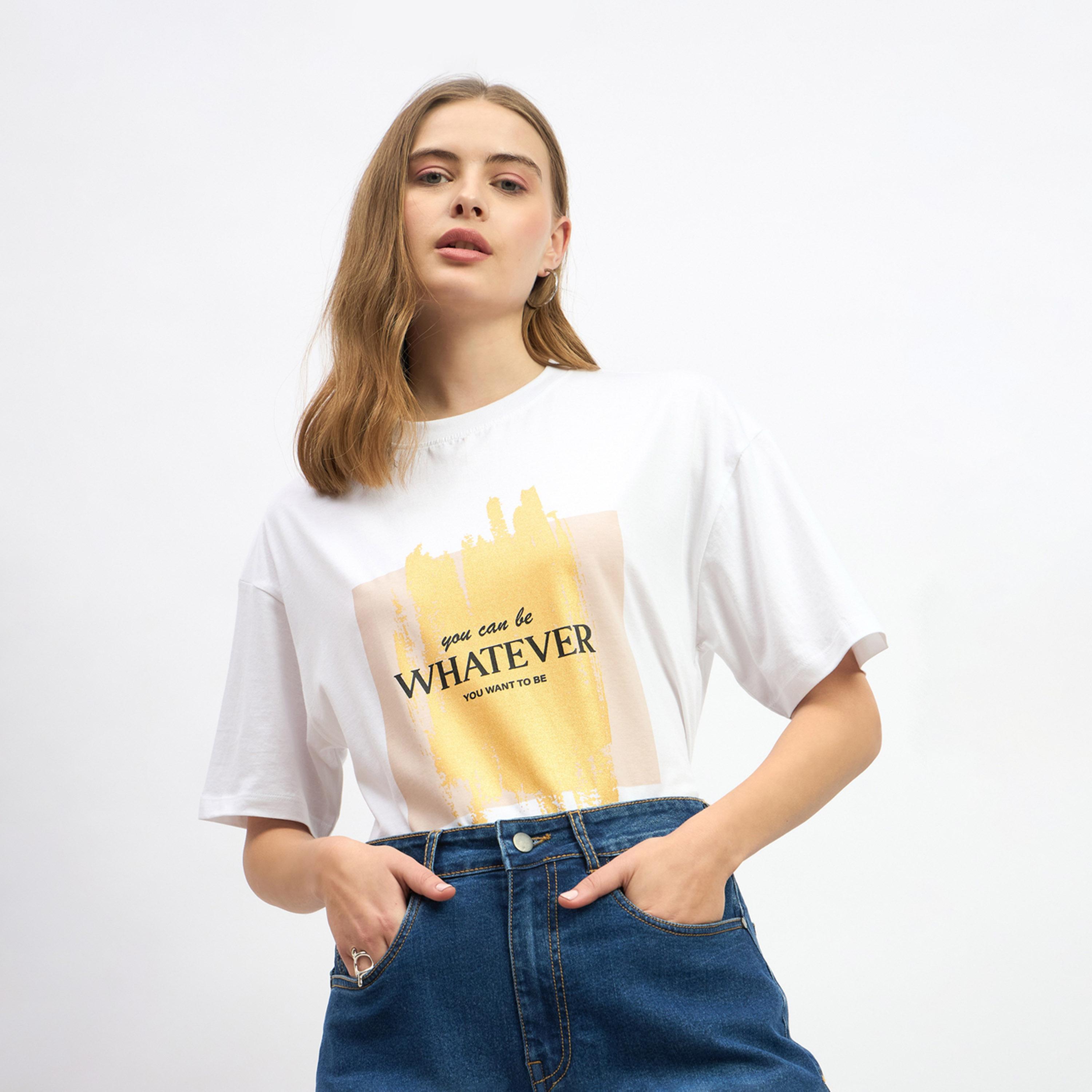 Styli Slogan Print Round Neck Oversized T-Shirt-women-clothing-tshirts-image-2