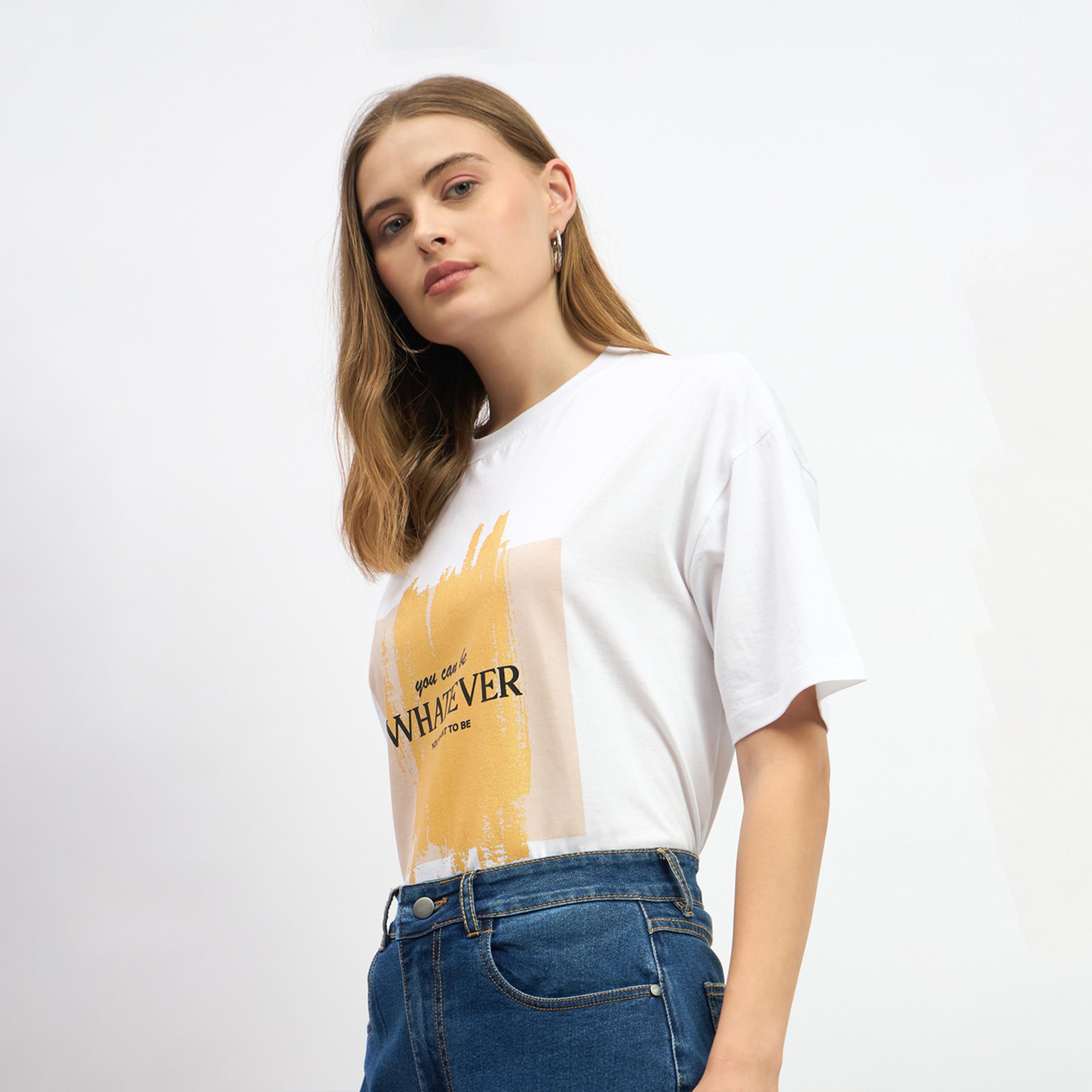 Styli Slogan Print Round Neck Oversized T-Shirt-women-clothing-tshirts-image-3