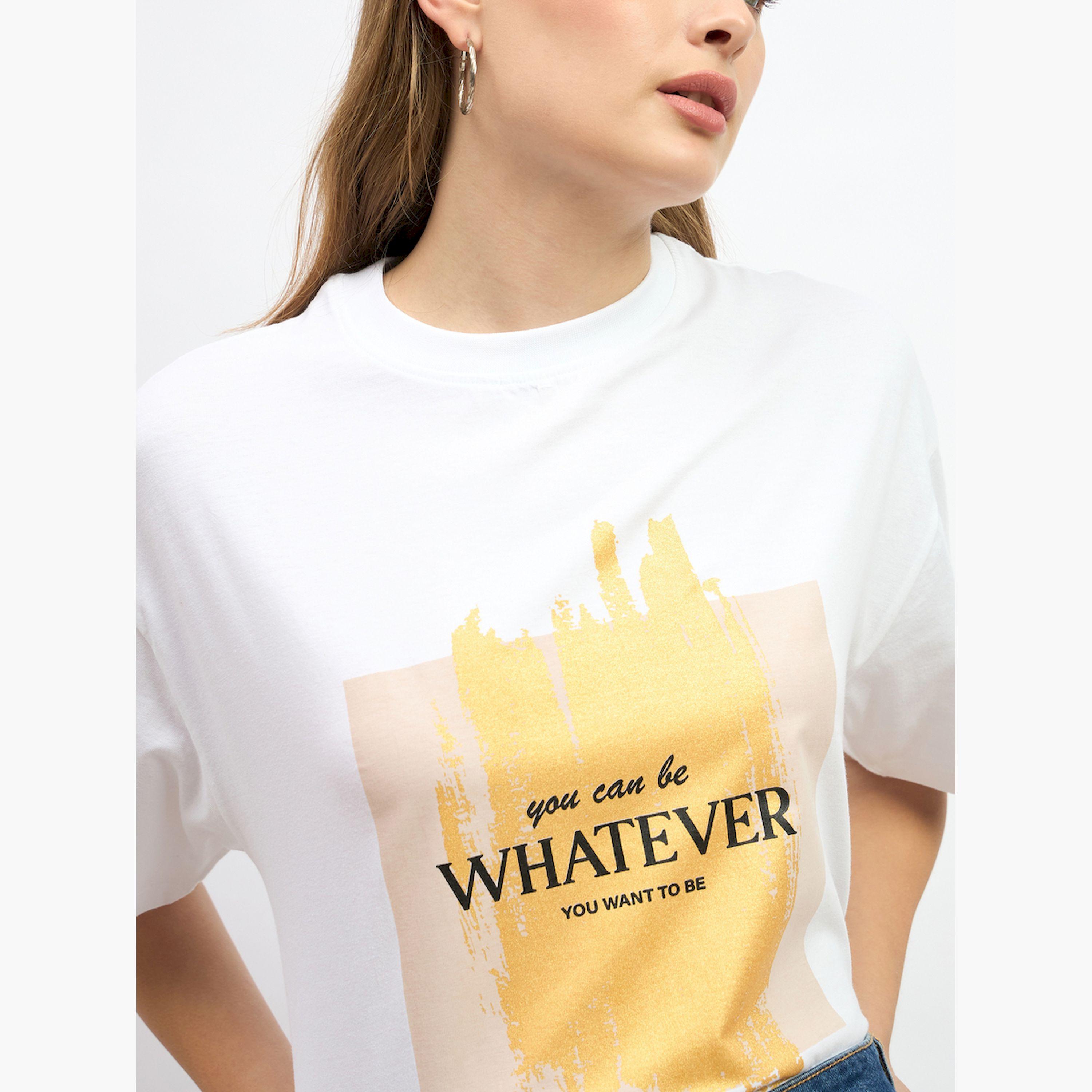 Styli Slogan Print Round Neck Oversized T-Shirt-women-clothing-tshirts-image-4
