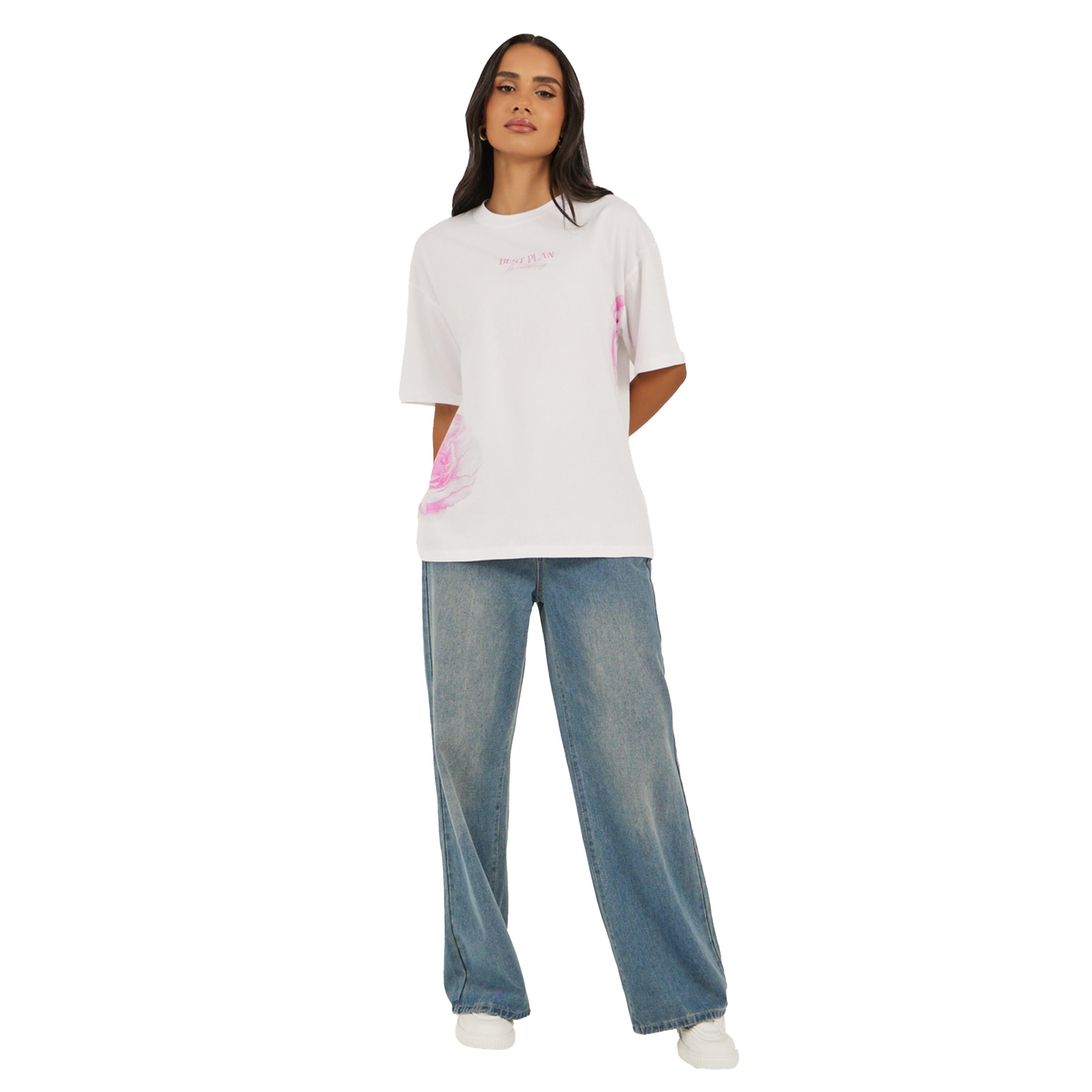 Styli Slogan Print Round Neck Oversized T-Shirt-women-clothing-tshirts-image-2