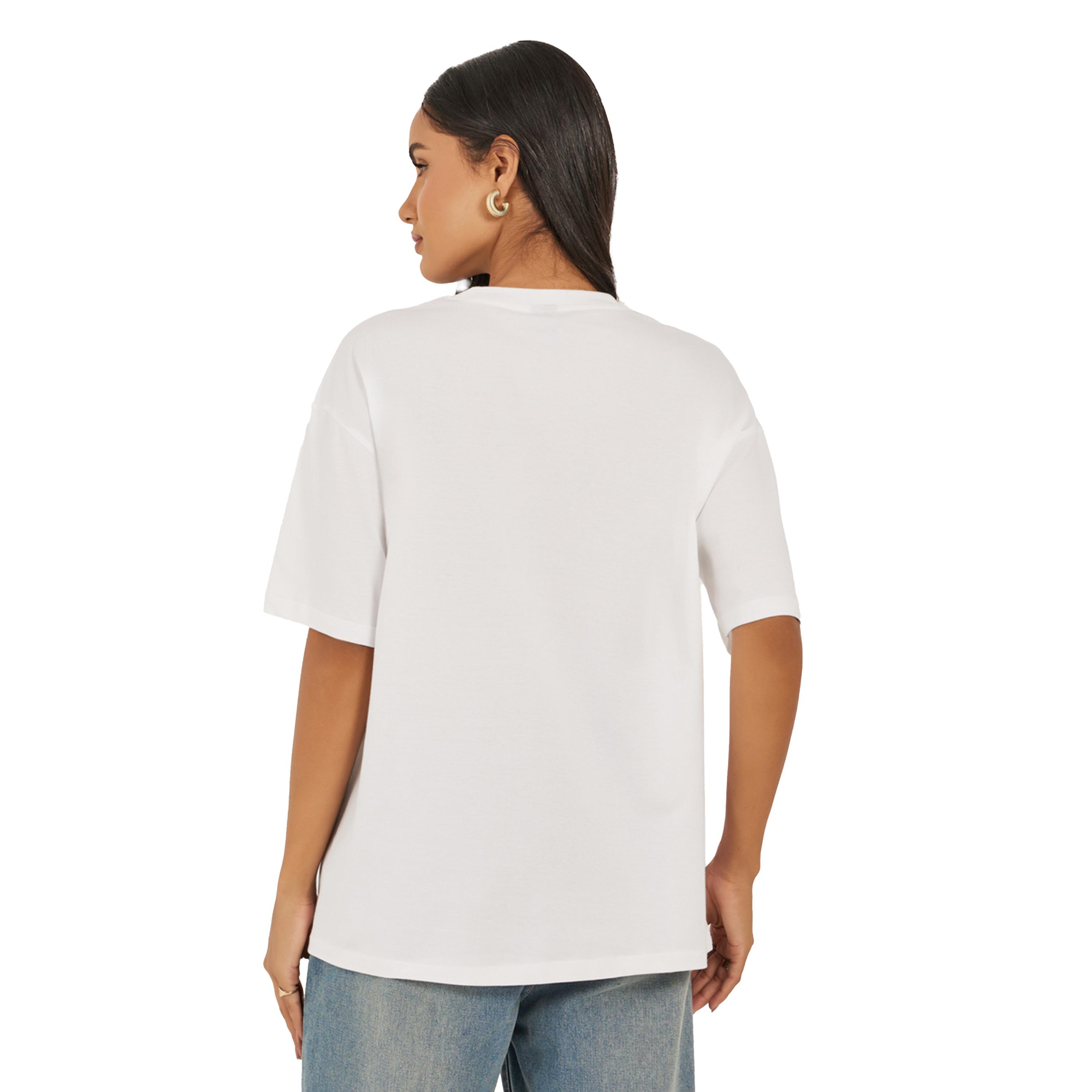 ستايلي -  تي شيرت مقاس كبيربرقبة دائرية وطبعة شعار-women-clothing-tshirts-image-4