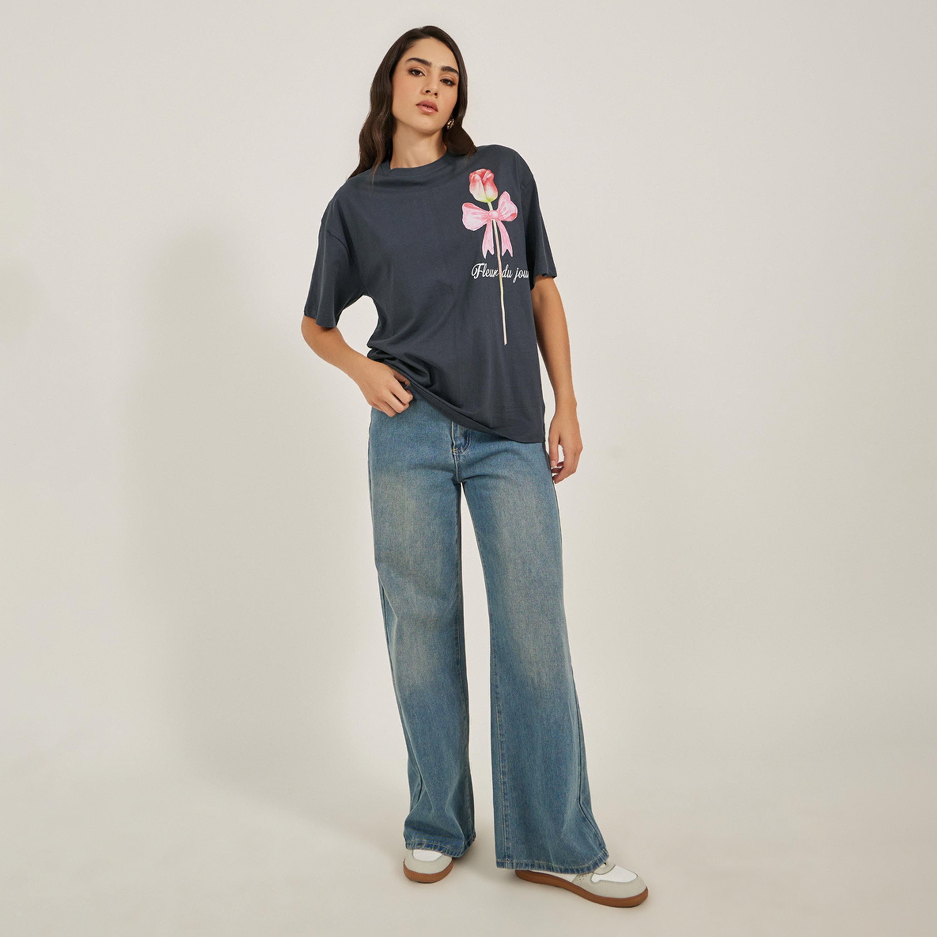 Styli Graphic Print Round Neck Oversized T-Shirt-women-clothing-tshirts-image-2