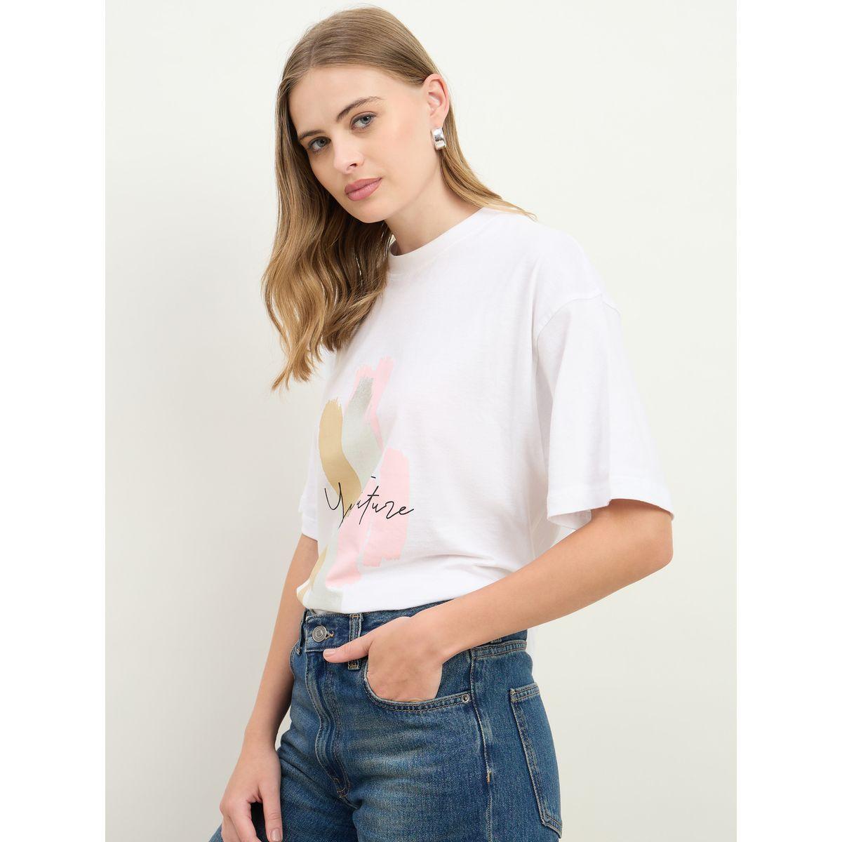 Styli Your Future Foil Graphic Print Oversized Longline T-Shirt-women-clothing-tshirts-image-3