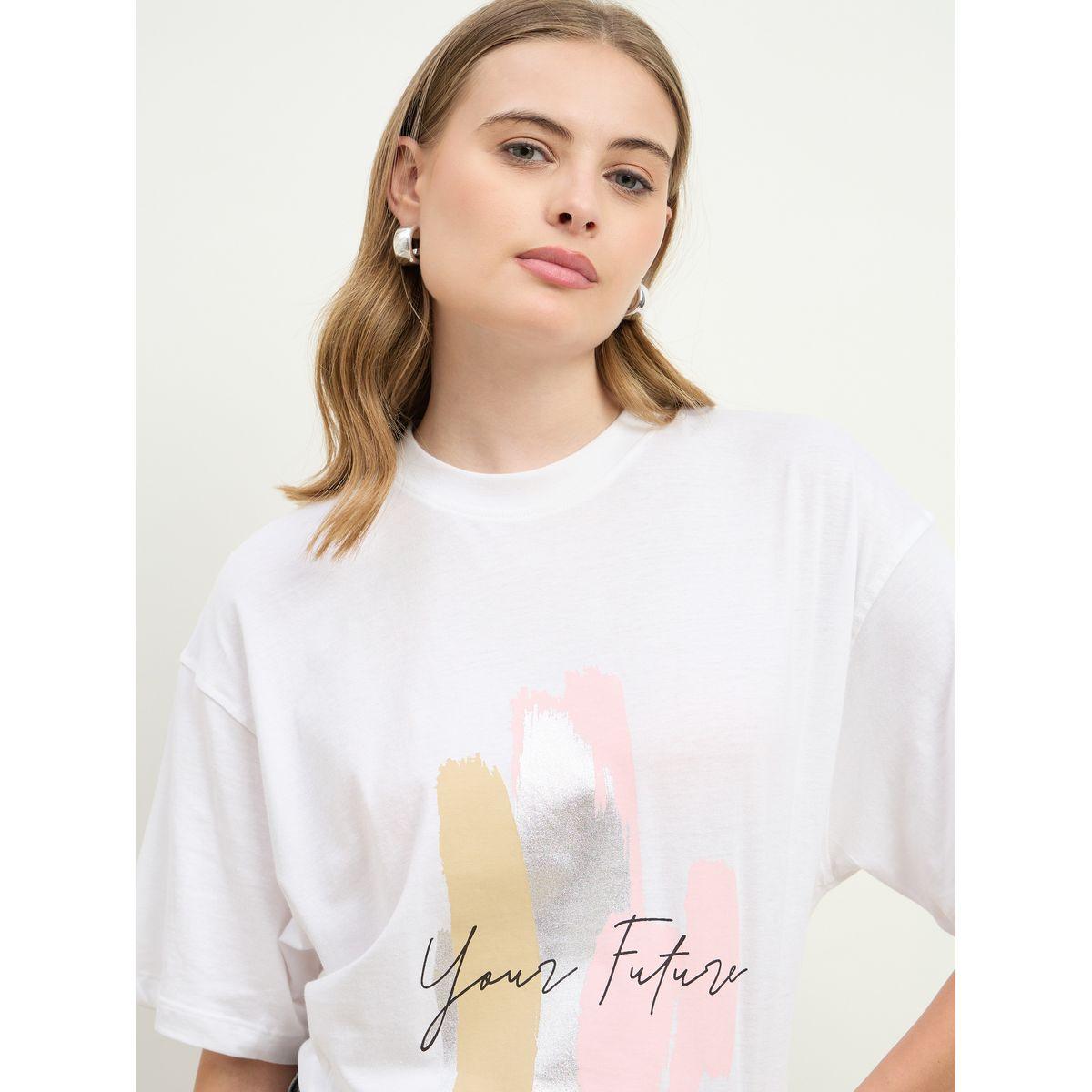 Styli Your Future Foil Graphic Print Oversized Longline T-Shirt-women-clothing-tshirts-image-4