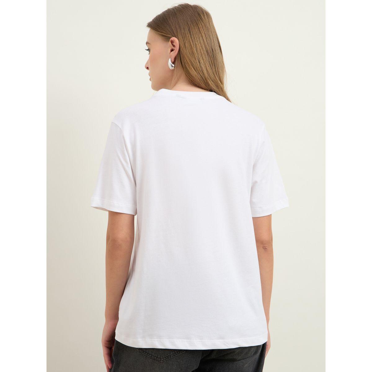 Styli Foil Graphic Print Short Sleeve Boxy T-Shirt-women-clothing-tshirts-image-5